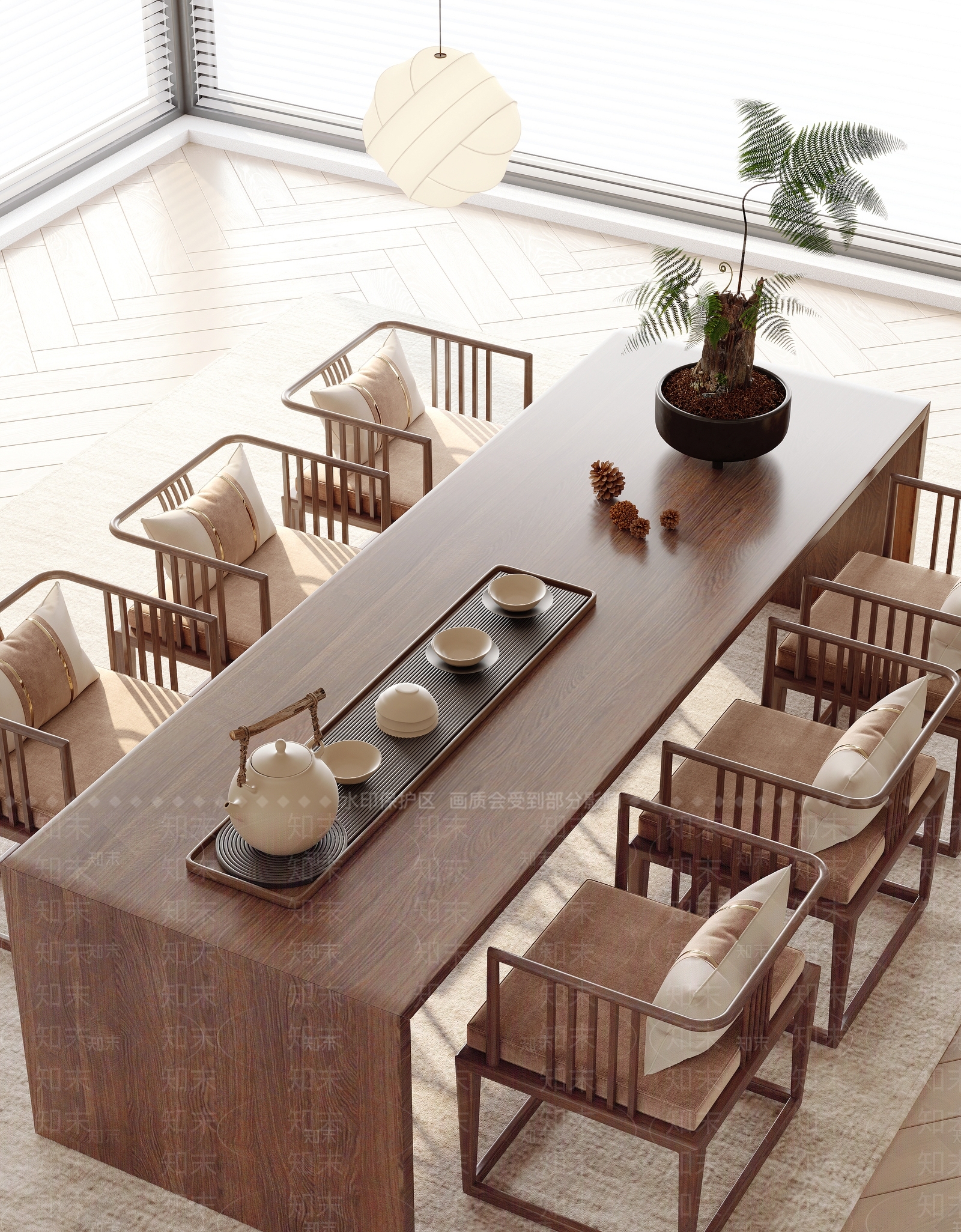 新中式茶桌椅3D模型下载【ID:1162625483】