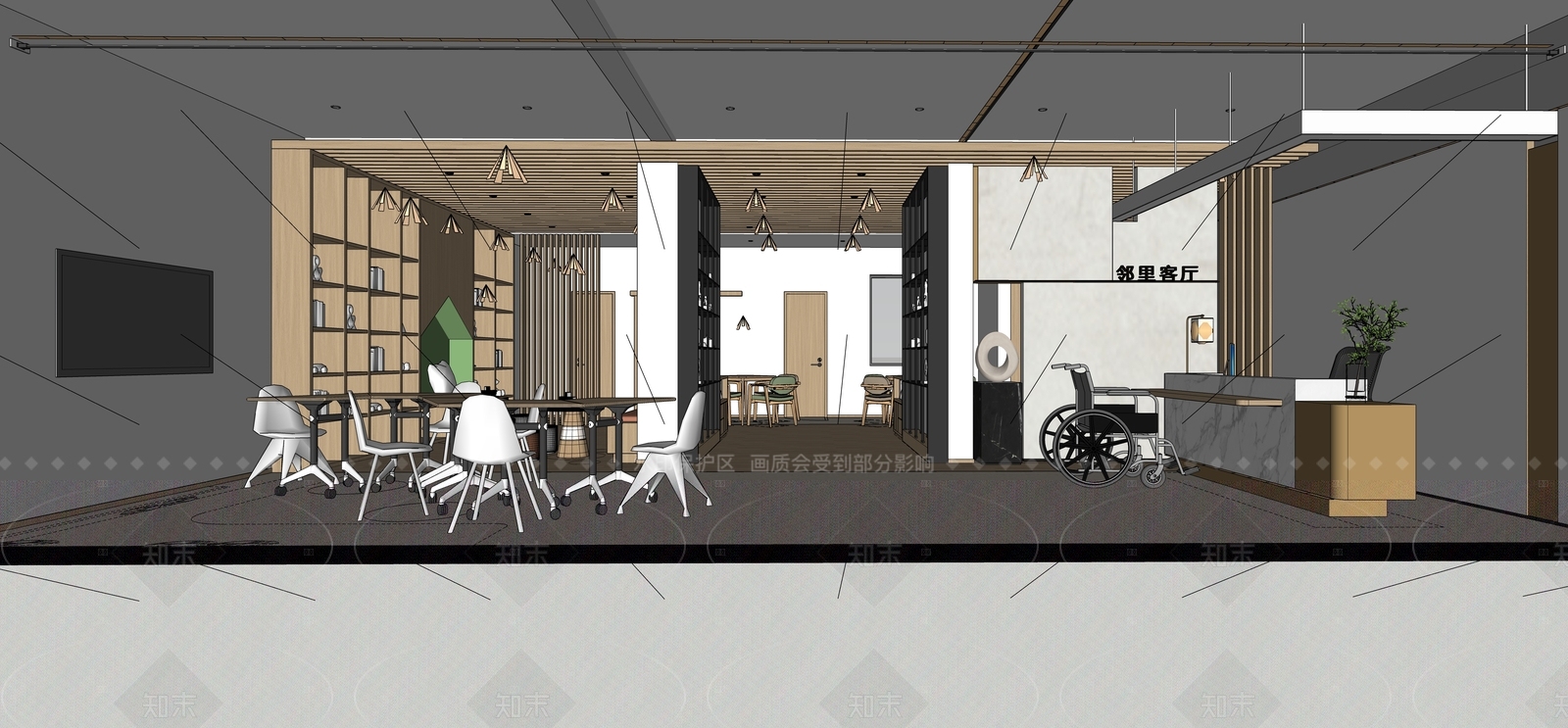 现代邻里中心大厅SU模型下载【ID:1162627811】