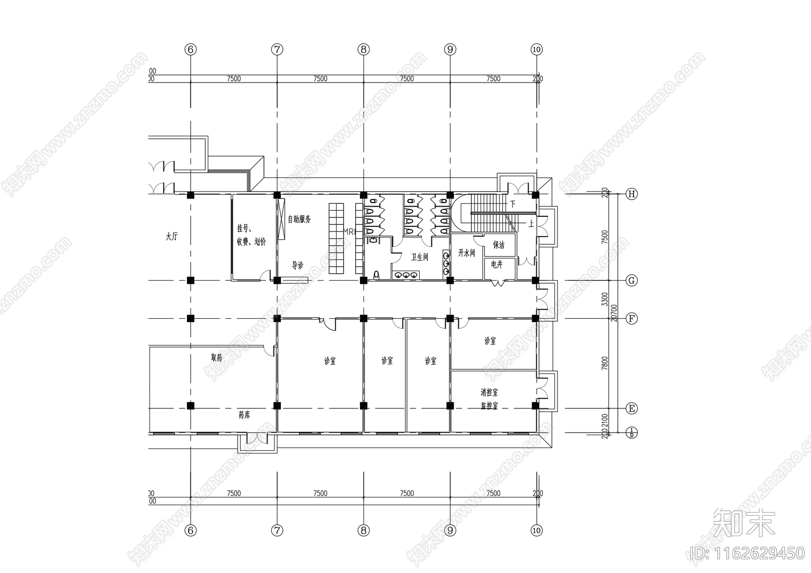 现代医院cad施工图下载【ID:1162629450】