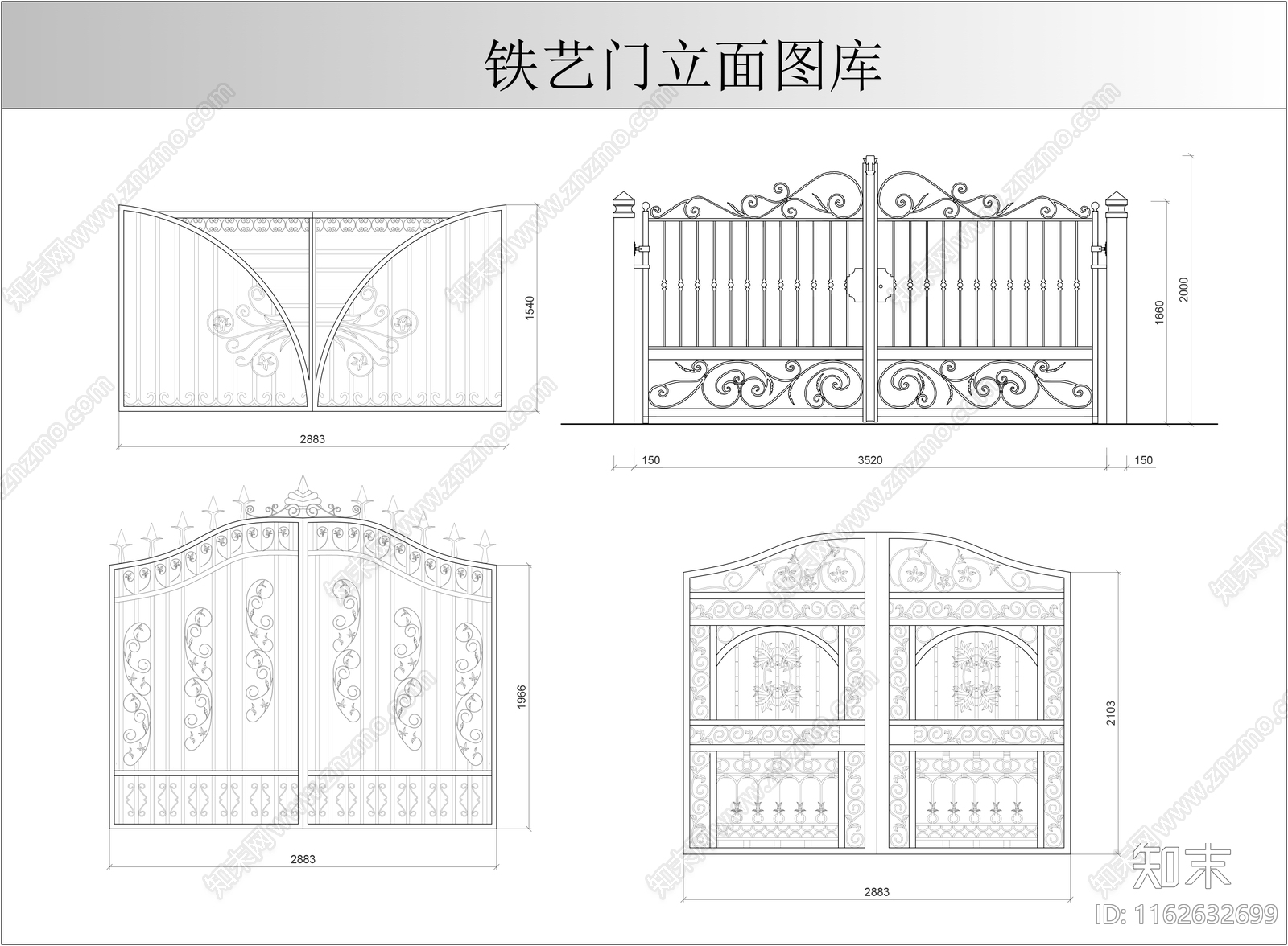 欧式法式门cad施工图下载【ID:1162632699】