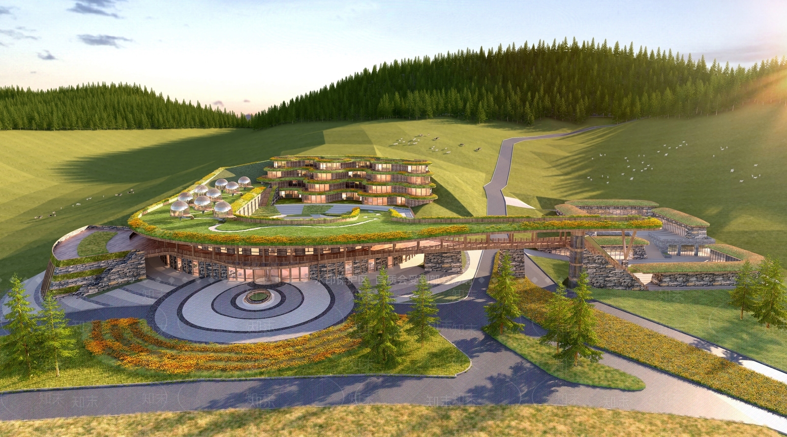 现代酒店建筑SU模型下载【ID:1162635036】