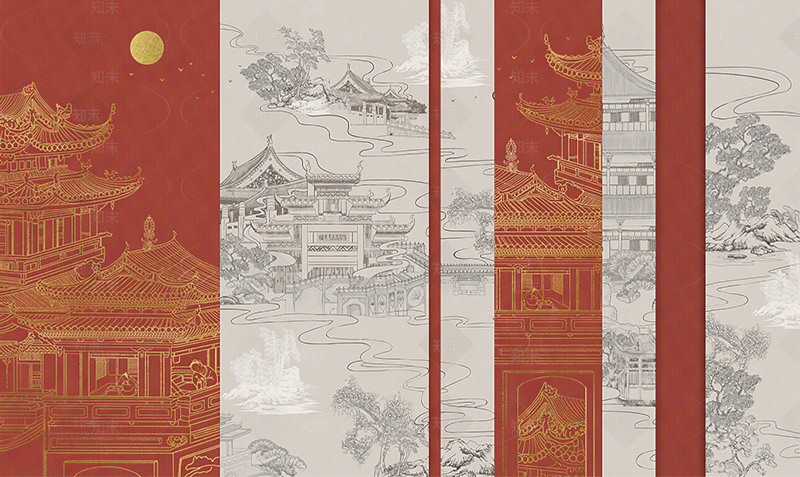 新中式中式壁纸贴图下载【ID:1162634082】