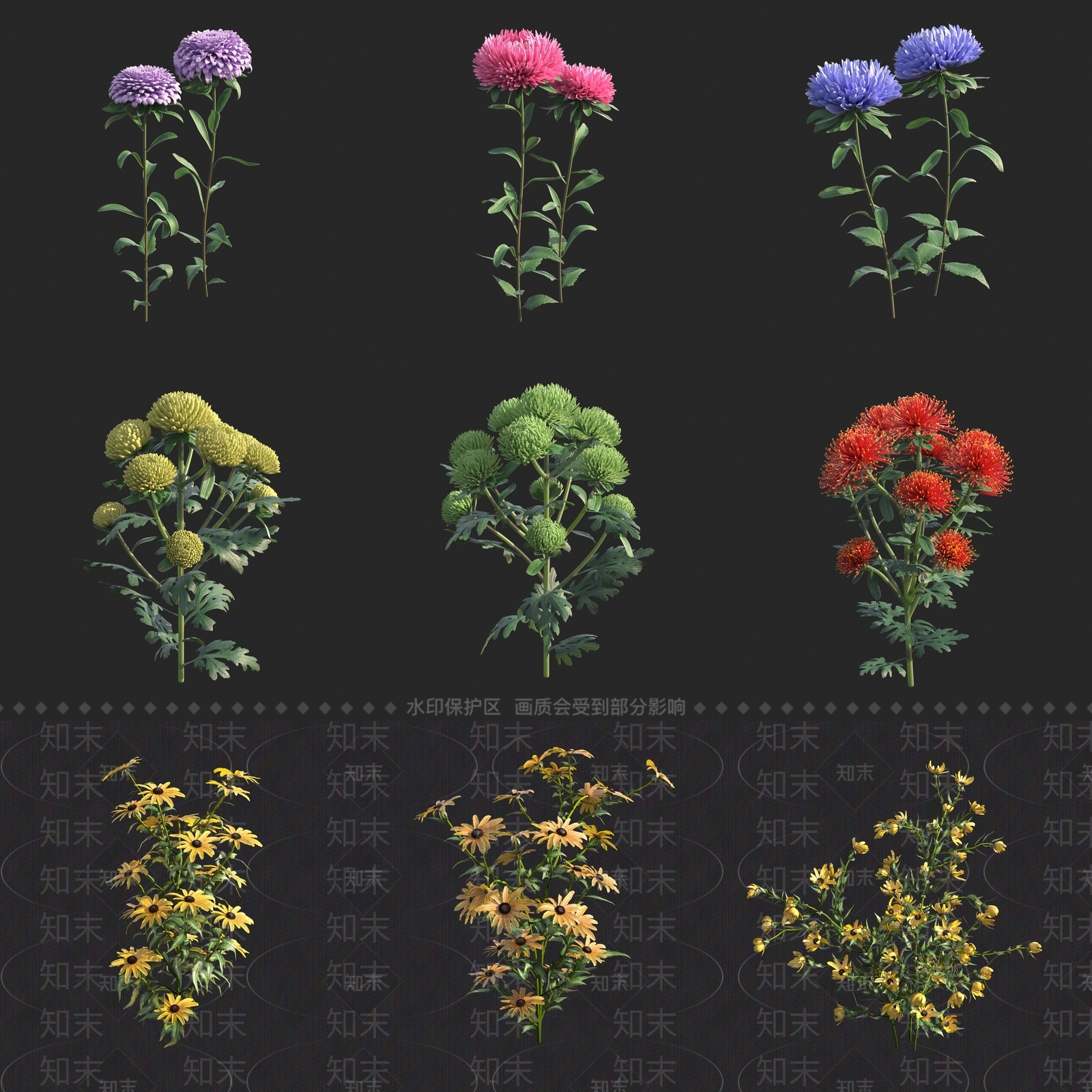 花草组合3D模型下载【ID:1162634134】