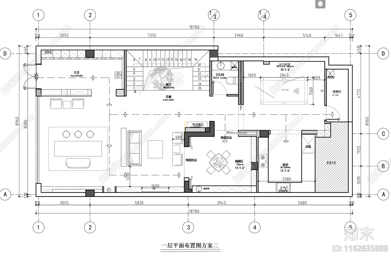 新中式茶馆平面图cad施工图下载【ID:1162635699】