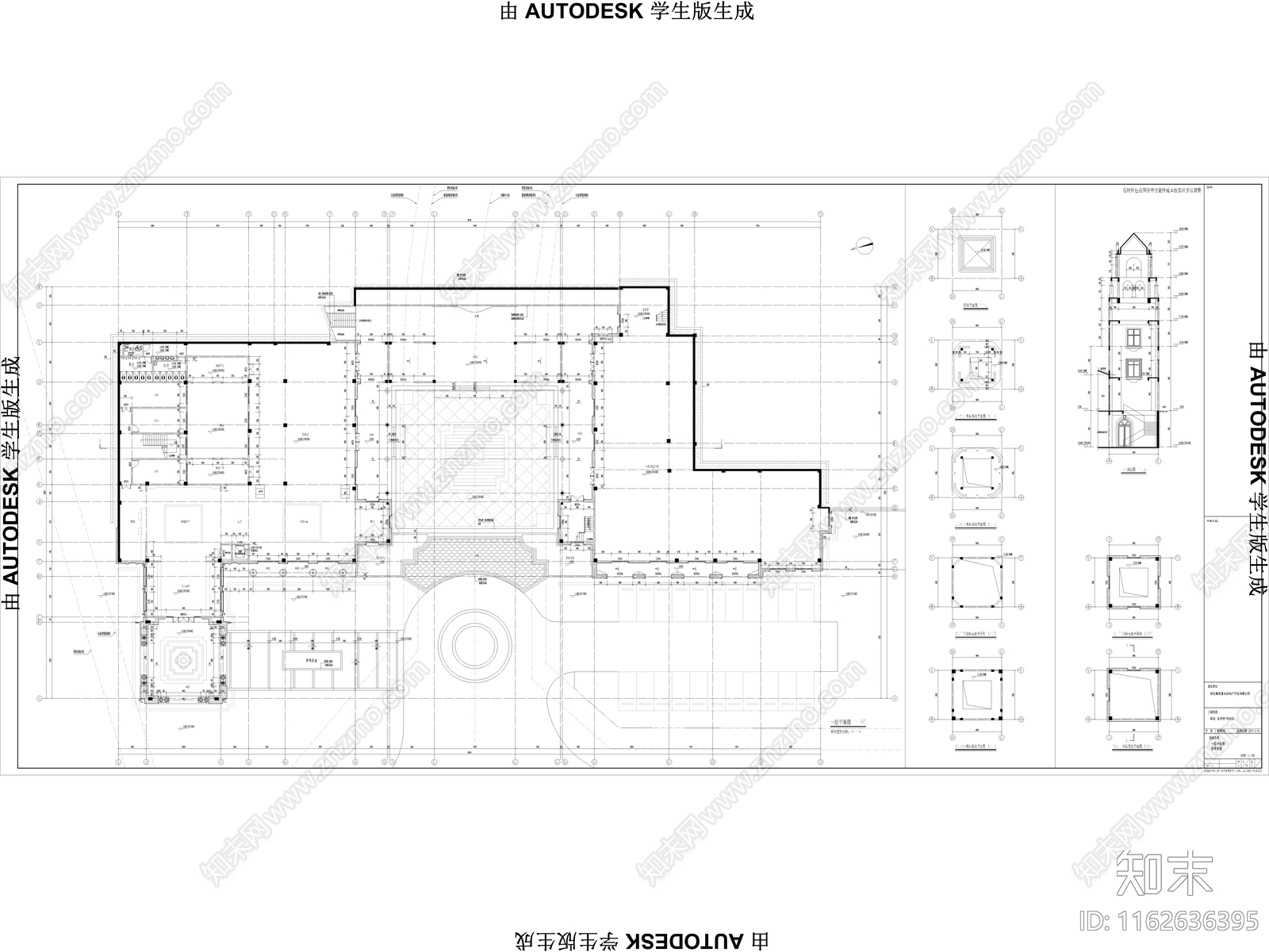 二层简欧售楼处建cad施工图下载【ID:1162636395】