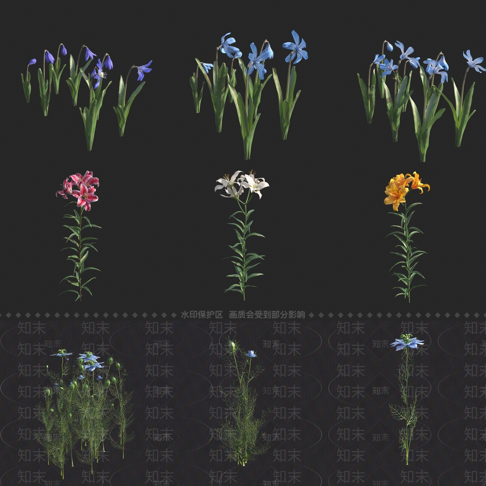 花草组合3D模型下载【ID:1162638105】