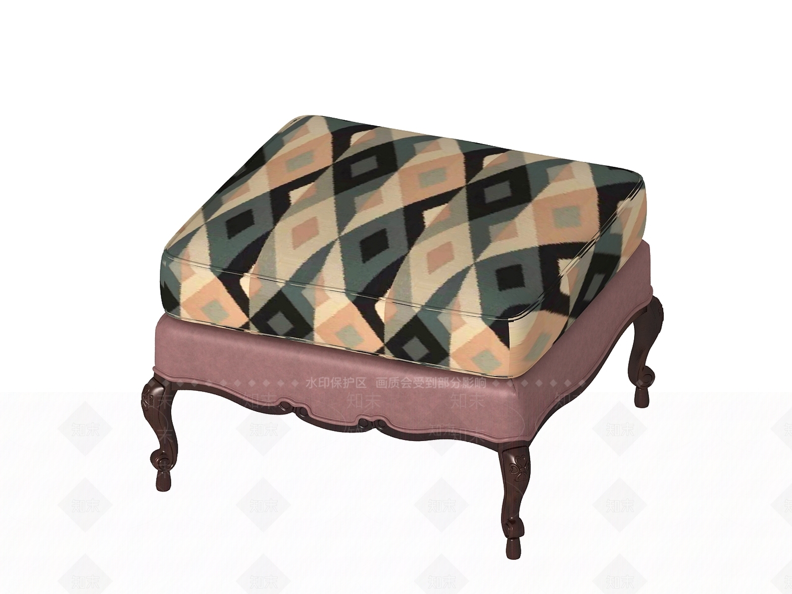 美式欧式沙发凳3D模型下载【ID:1162638500】