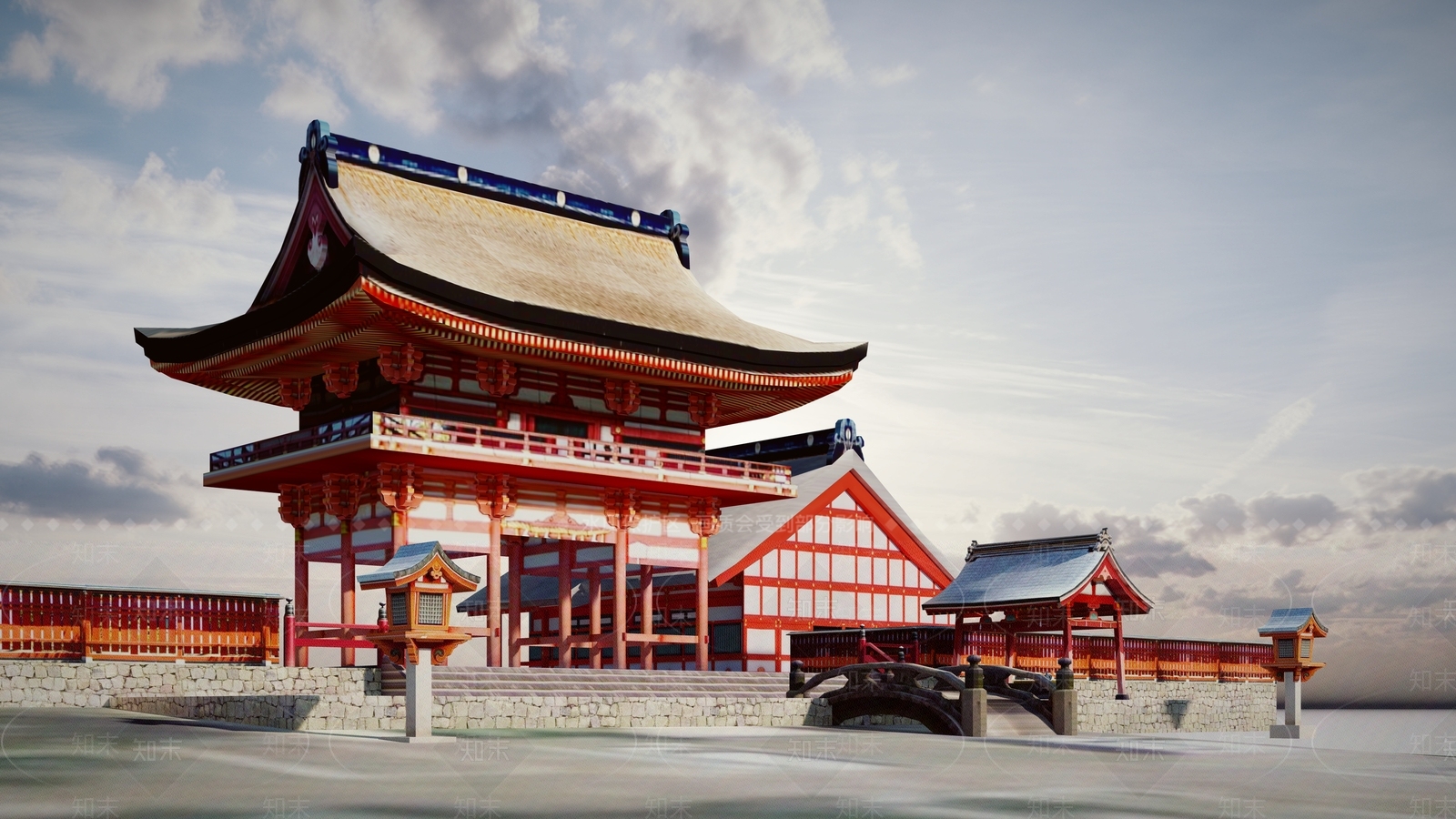 日式复古古建筑SU模型下载【ID:1162640543】