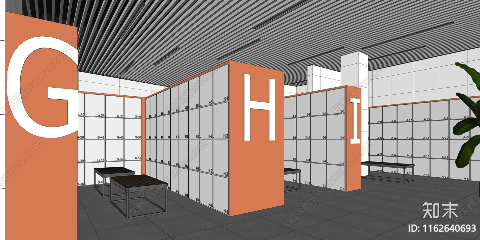 现代更衣室SU模型下载【ID:1162640693】
