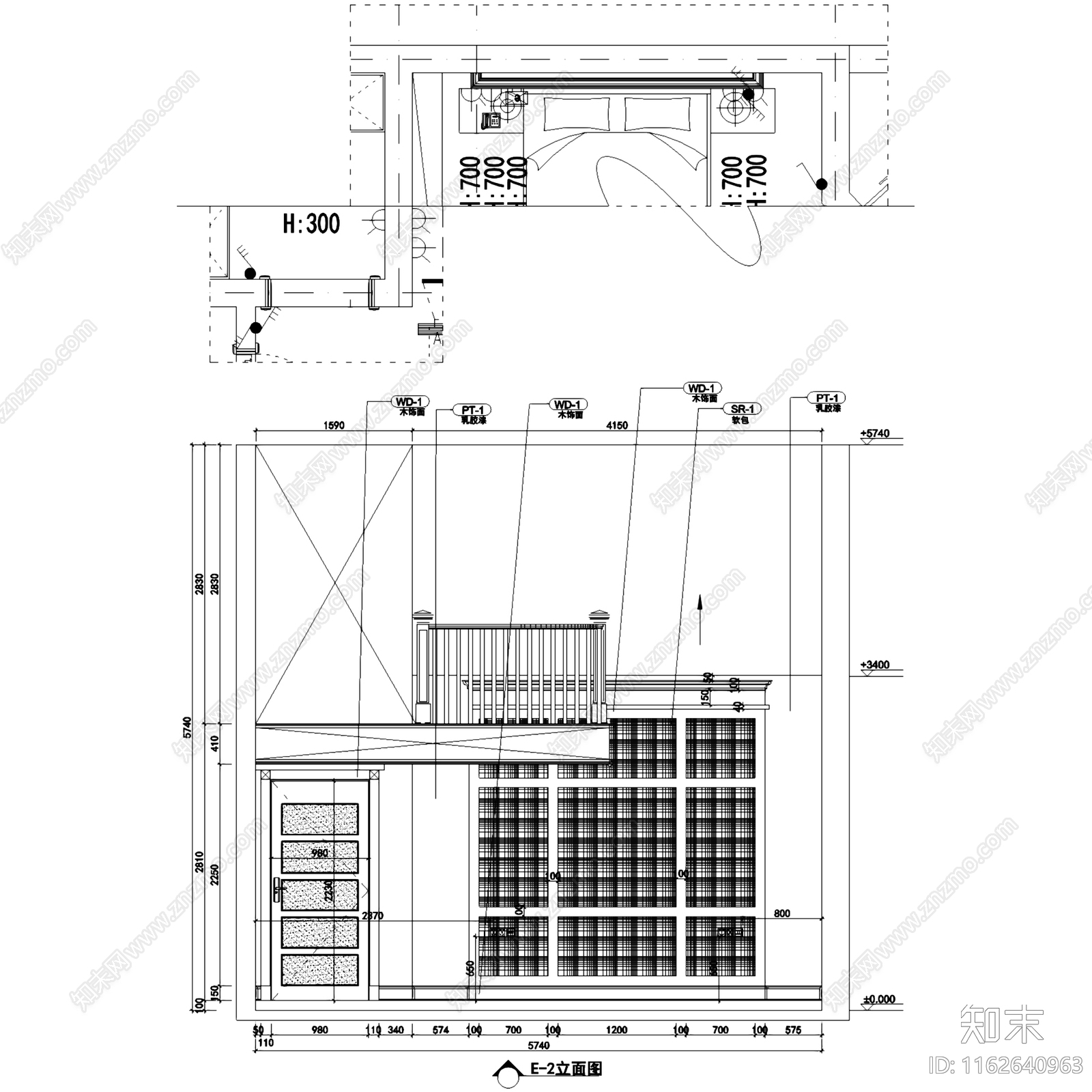 美式复地爱伦坡二层别墅室内家装cad施工图下载【ID:1162640963】