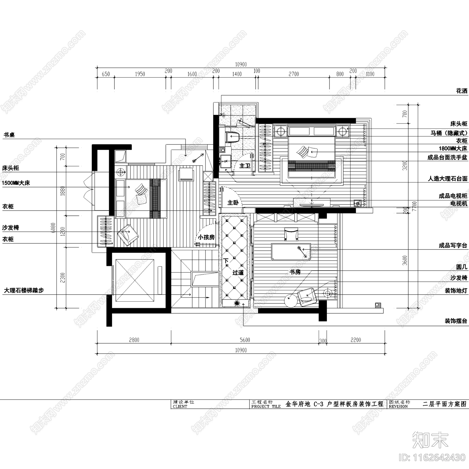 欧式金华府地复式跃层室内家装cad施工图下载【ID:1162642430】