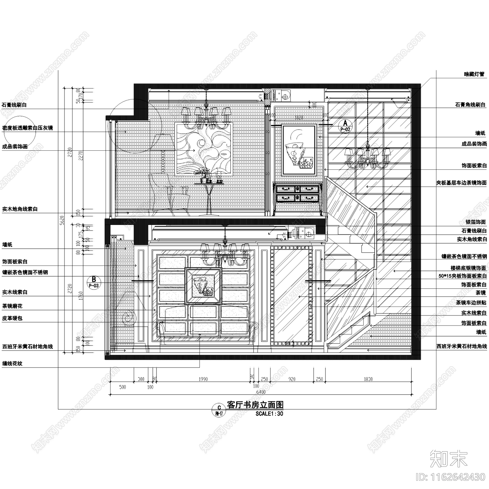 欧式金华府地复式跃层室内家装cad施工图下载【ID:1162642430】