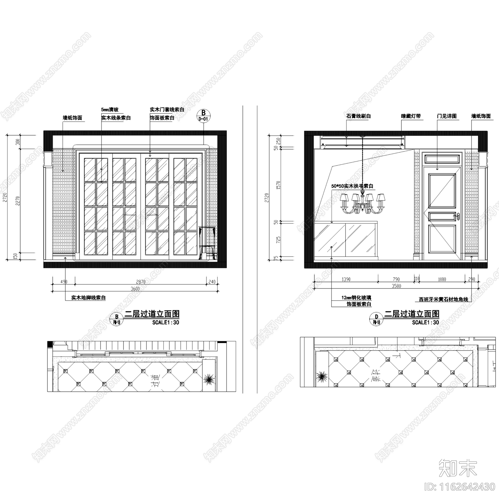 欧式金华府地复式跃层室内家装cad施工图下载【ID:1162642430】