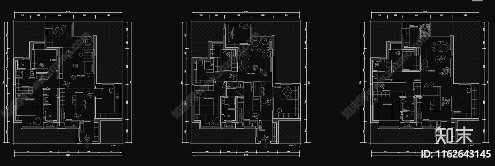 户型优化家装平面图cad施工图下载【ID:1162643145】