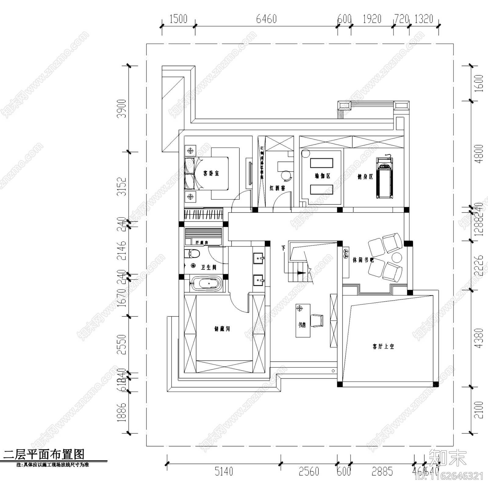 新中式中式临沂二层别墅室内家装cad施工图下载【ID:1162646321】