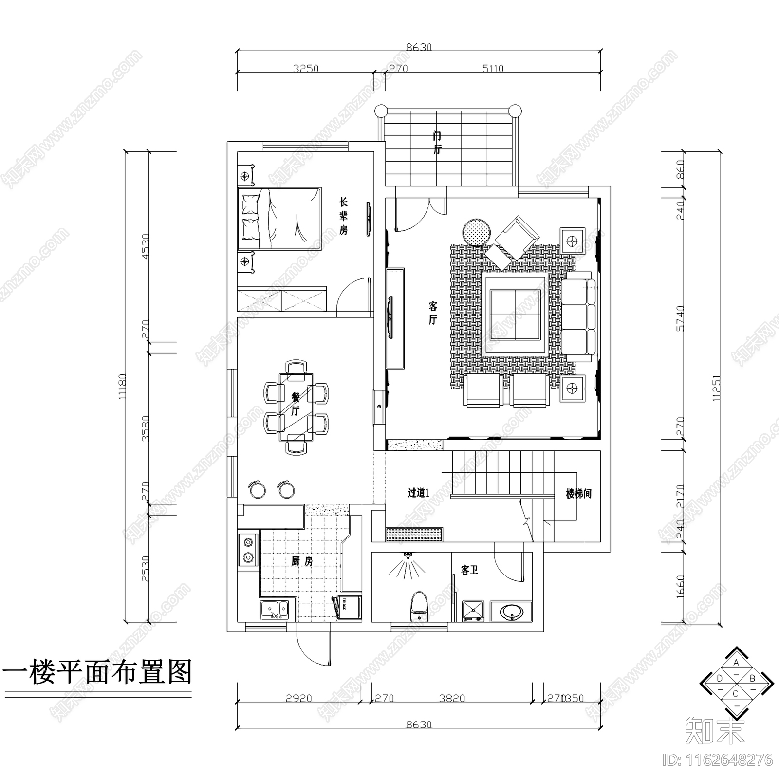 欧式金源酒店后三层别墅室内家装cad施工图下载【ID:1162648276】