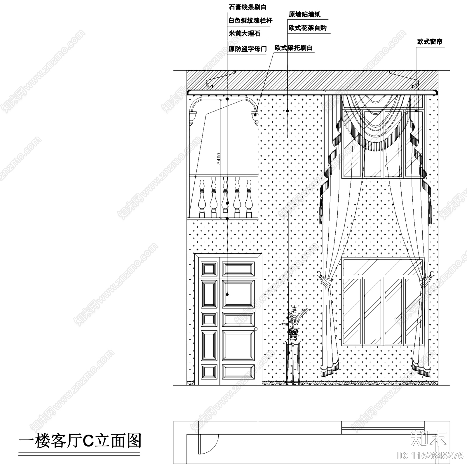 欧式金源酒店后三层别墅室内家装cad施工图下载【ID:1162648276】