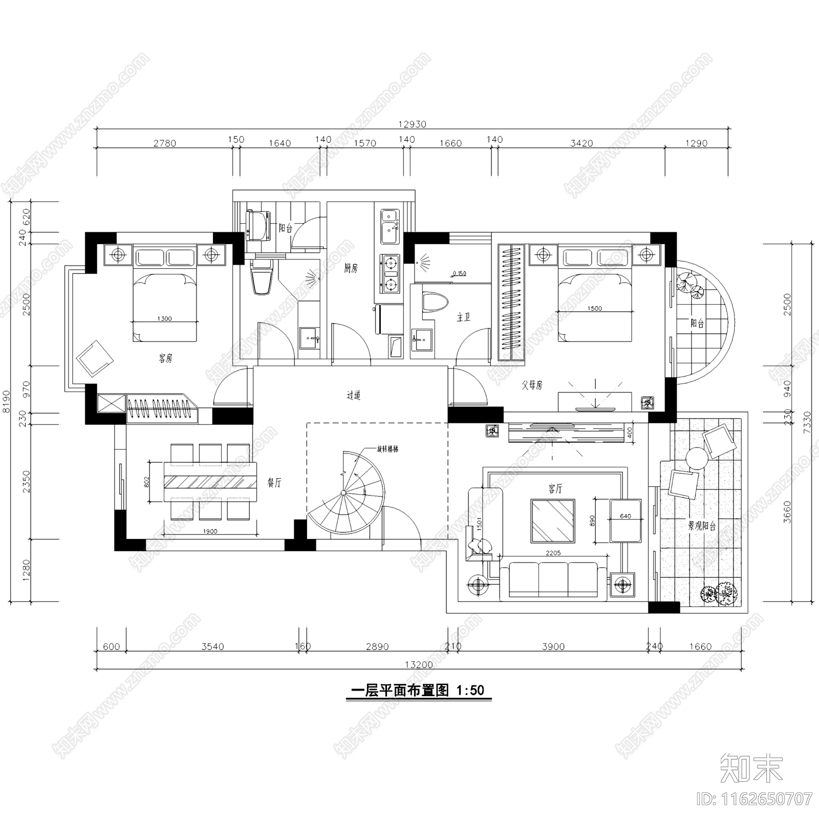 现代二层复式跃层样板房室内家装cad施工图下载【ID:1162650707】