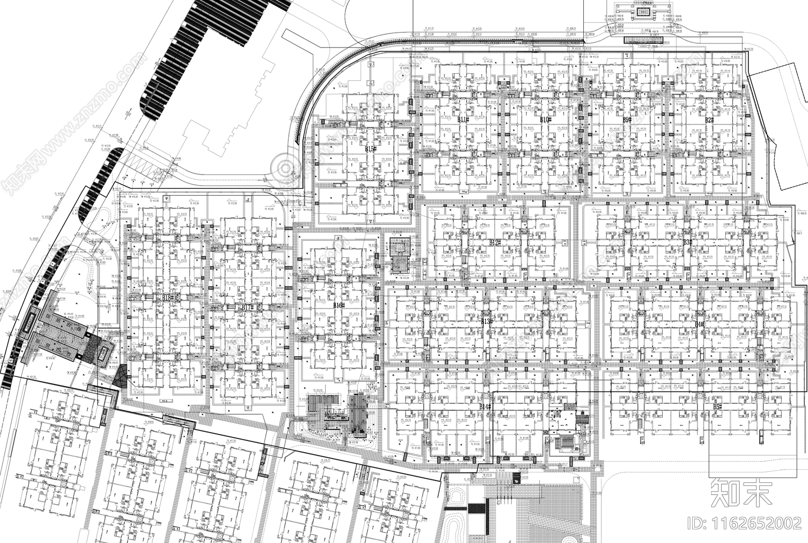 现代中式小区景观施工图下载【ID:1162652002】