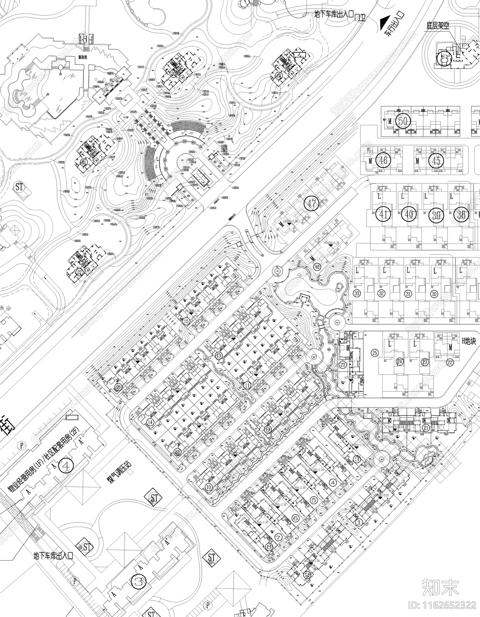 现代新中式小区景观施工图下载【ID:1162652322】
