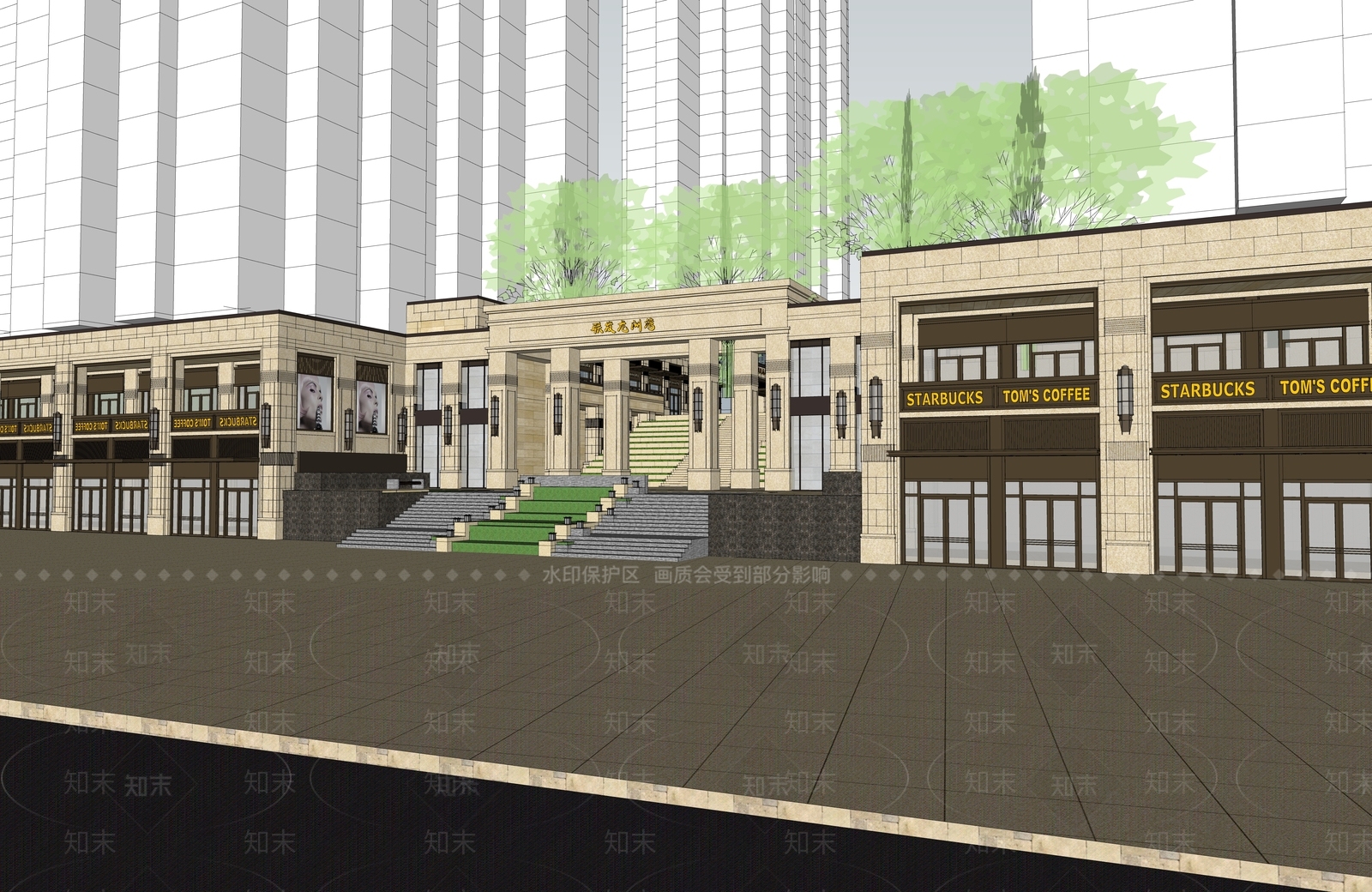 住宅门头及沿街商业SU模型下载【ID:1162655192】