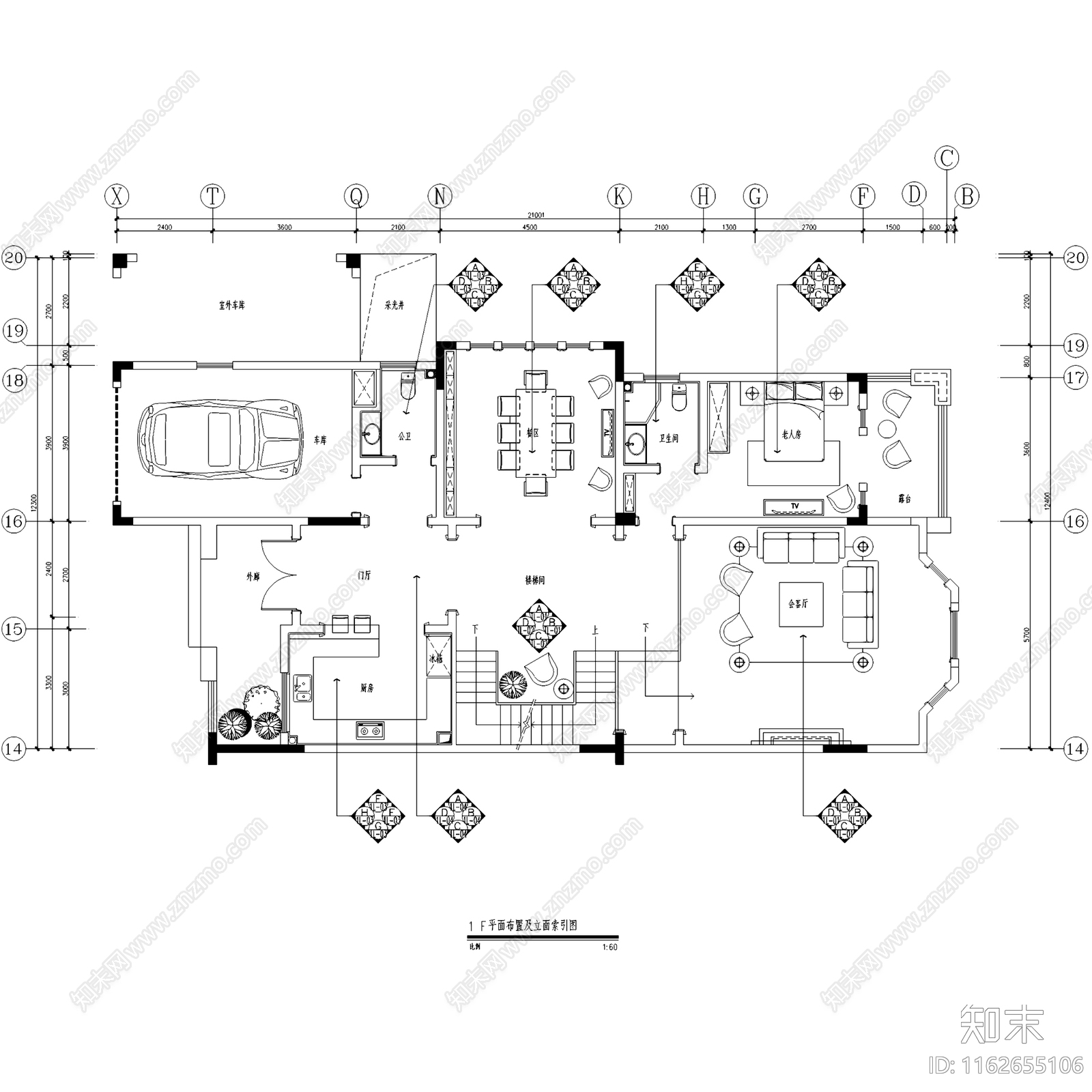 欧式英伦风晋渝林畔三层别墅室内家装cad施工图下载【ID:1162655106】