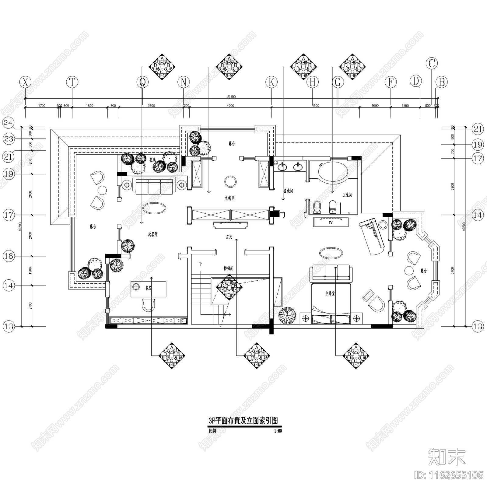 欧式英伦风晋渝林畔三层别墅室内家装cad施工图下载【ID:1162655106】