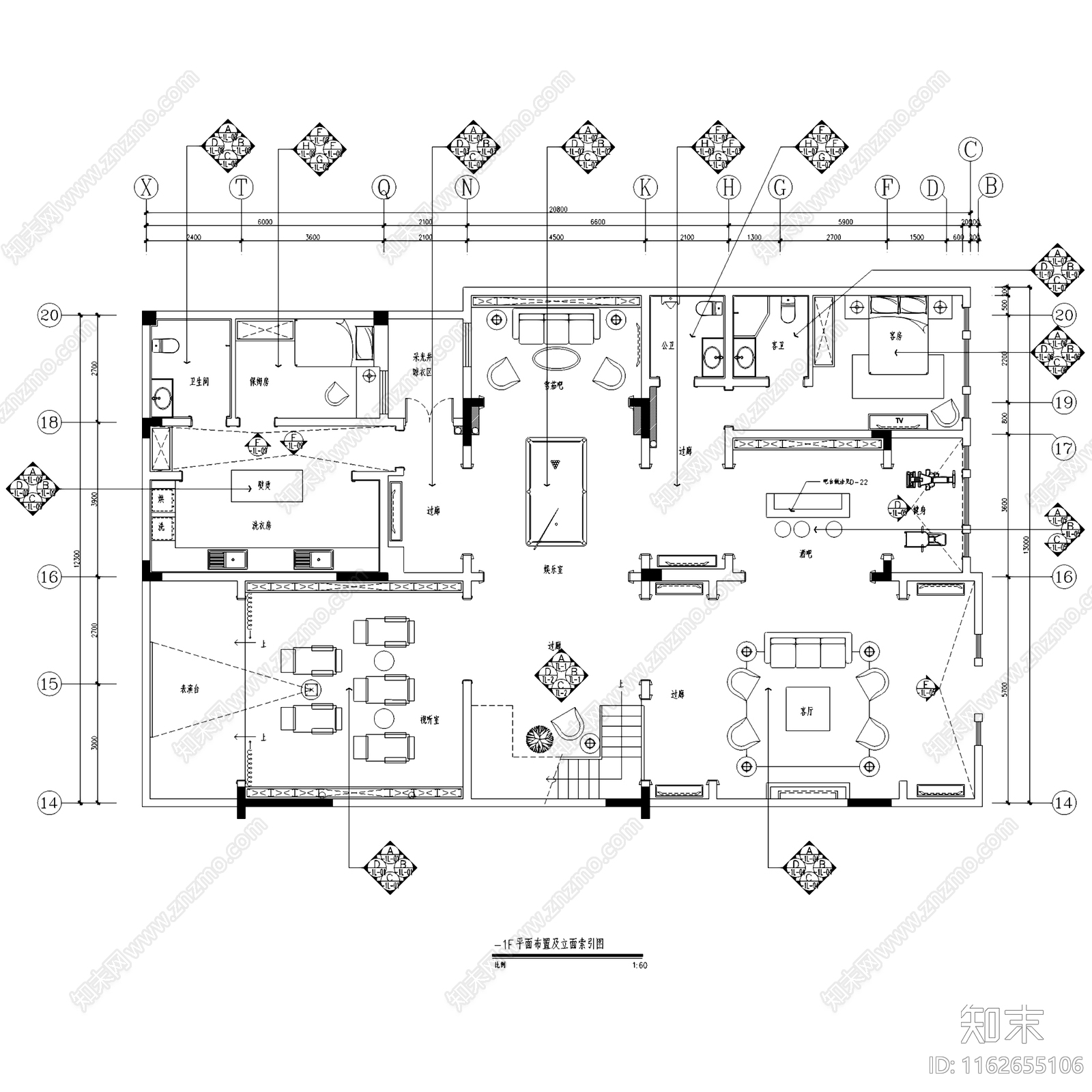 欧式英伦风晋渝林畔三层别墅室内家装cad施工图下载【ID:1162655106】