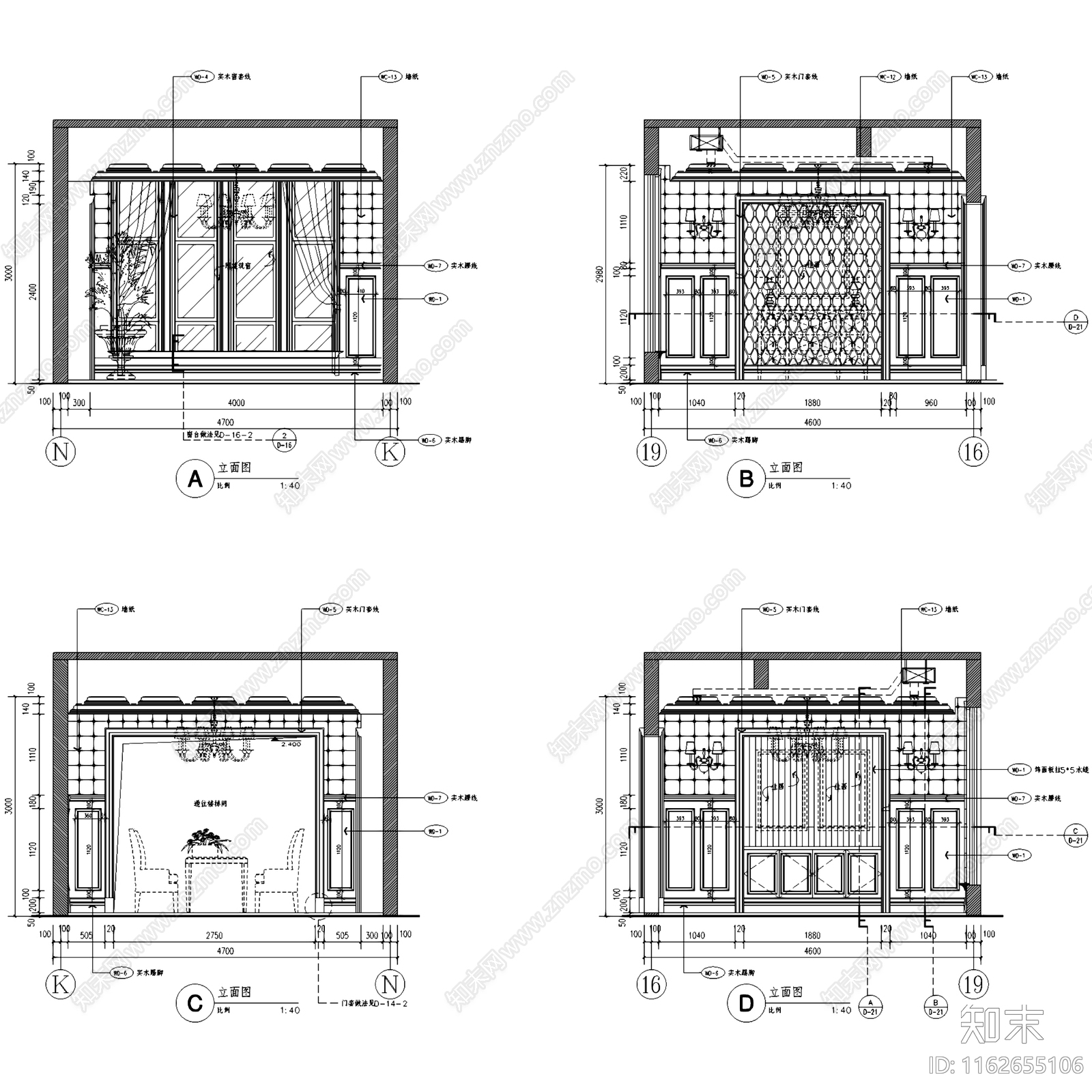 欧式英伦风晋渝林畔三层别墅室内家装cad施工图下载【ID:1162655106】