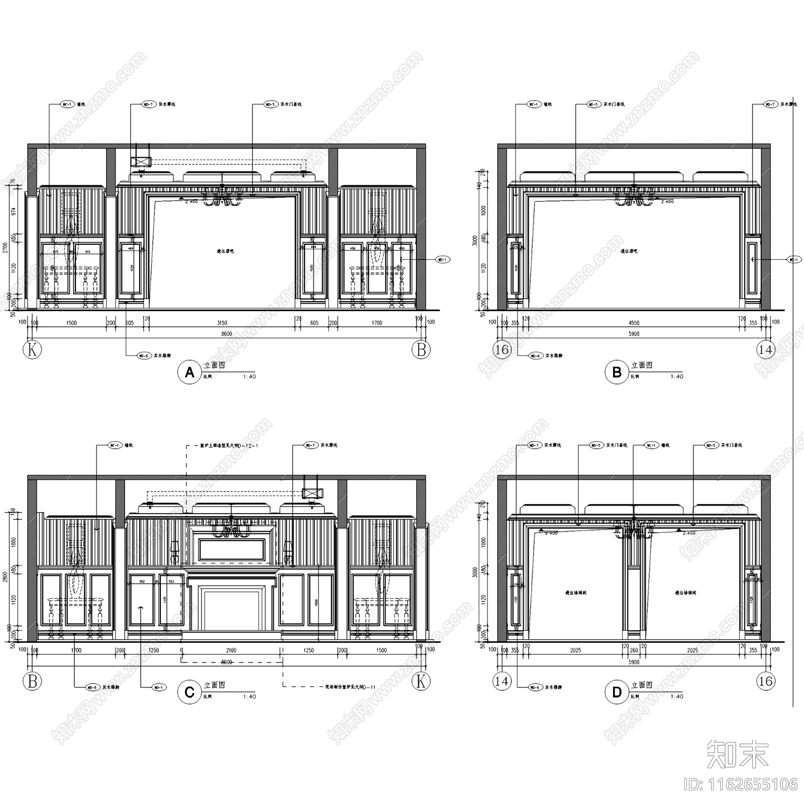 欧式英伦风晋渝林畔三层别墅室内家装cad施工图下载【ID:1162655106】