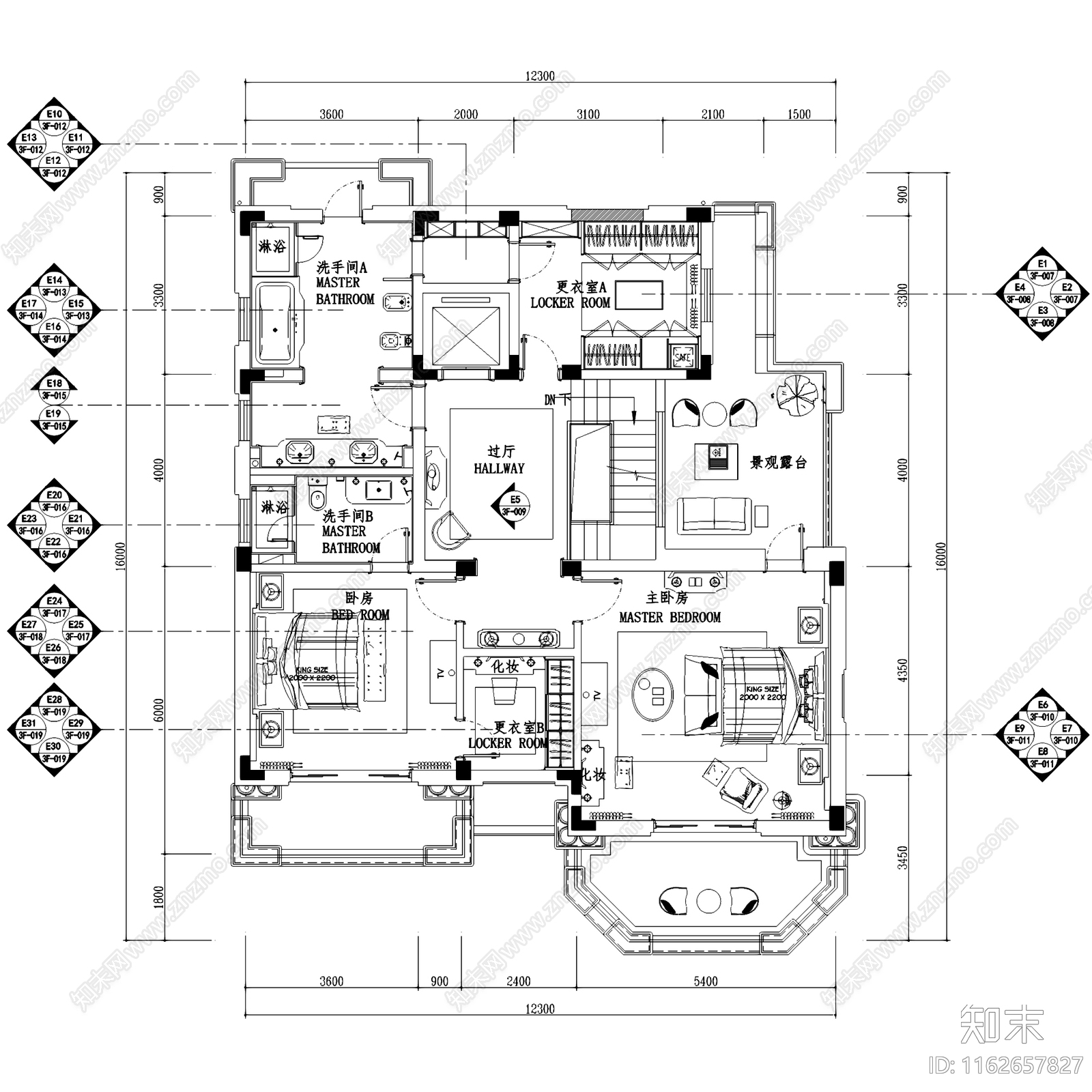 欧式法式南通博园岚郡三层别墅室内家装cad施工图下载【ID:1162657827】