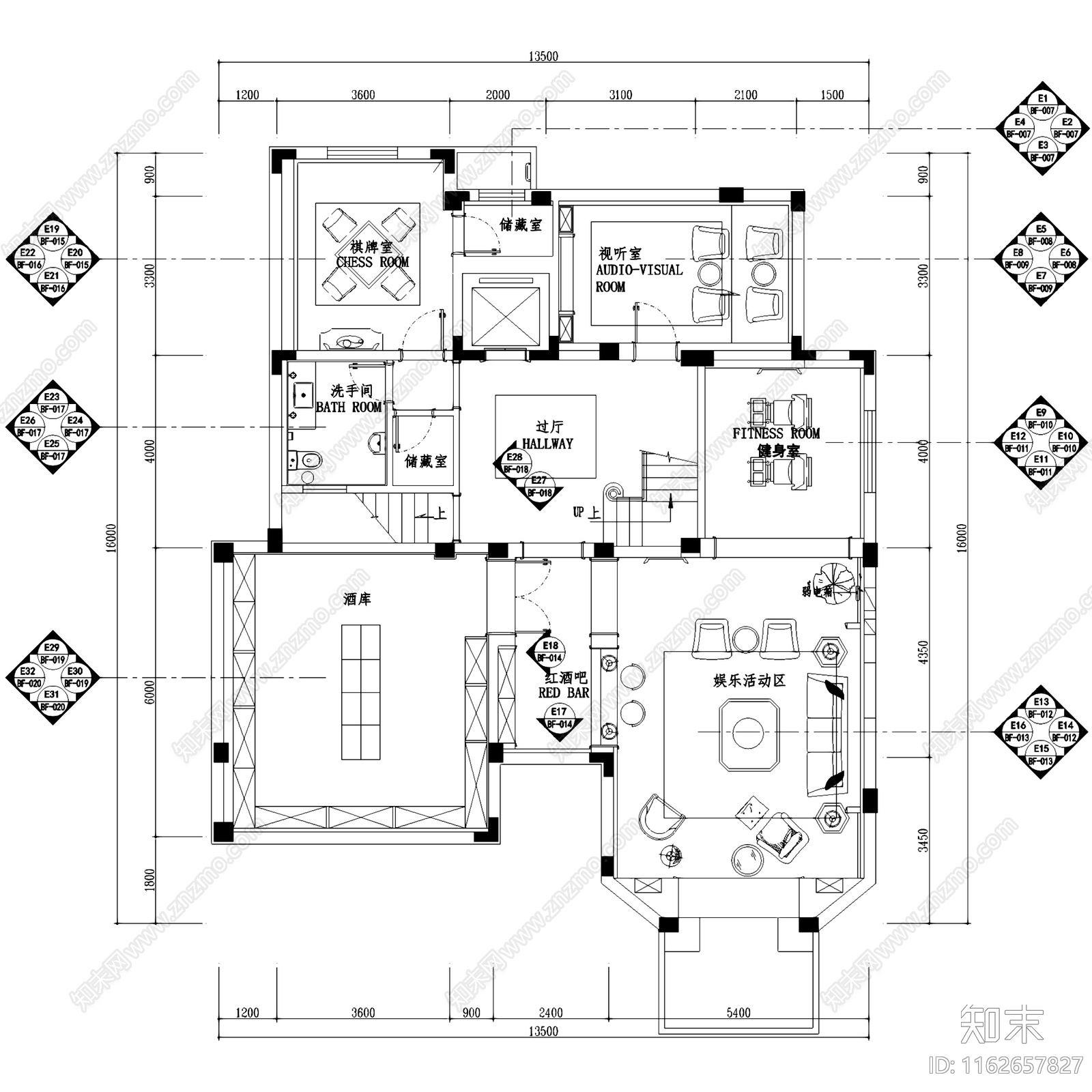 欧式法式南通博园岚郡三层别墅室内家装cad施工图下载【ID:1162657827】