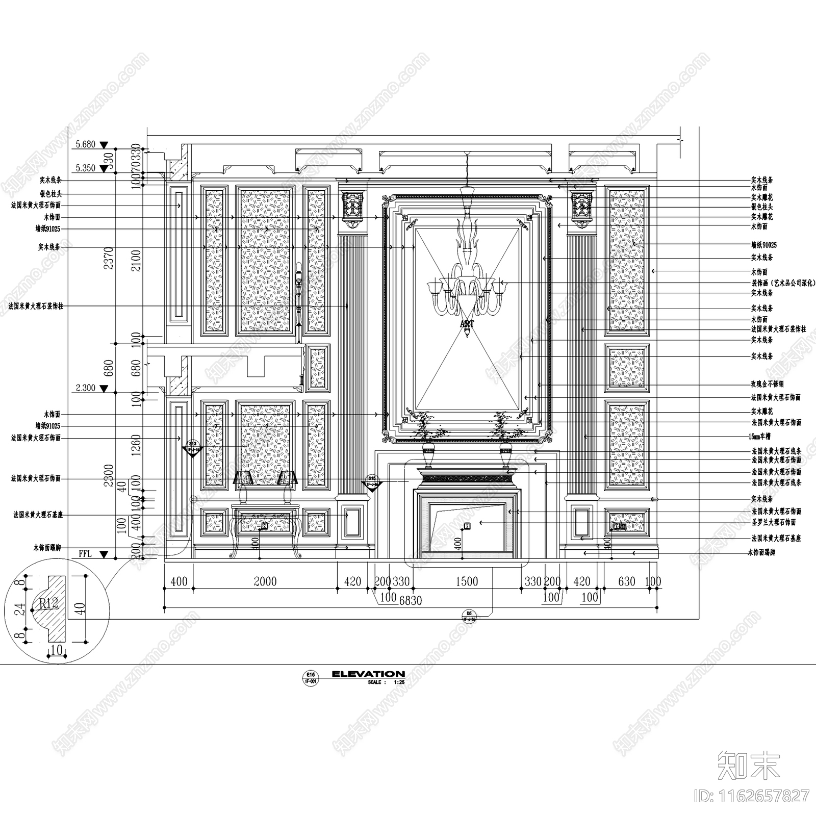 欧式法式南通博园岚郡三层别墅室内家装cad施工图下载【ID:1162657827】