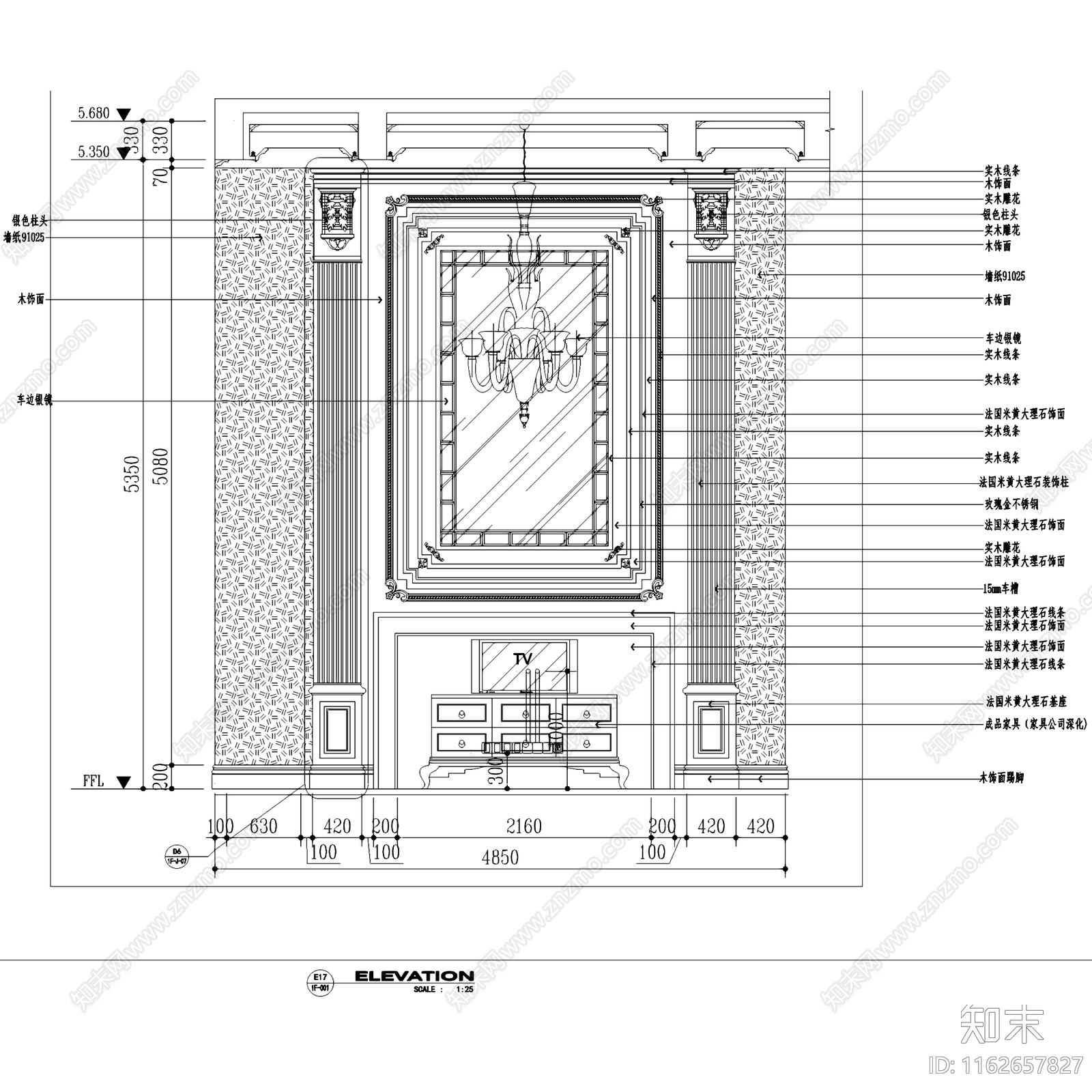 欧式法式南通博园岚郡三层别墅室内家装cad施工图下载【ID:1162657827】