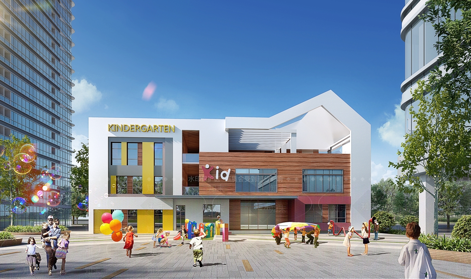 现代学校外观3D模型下载【ID:1162660043】
