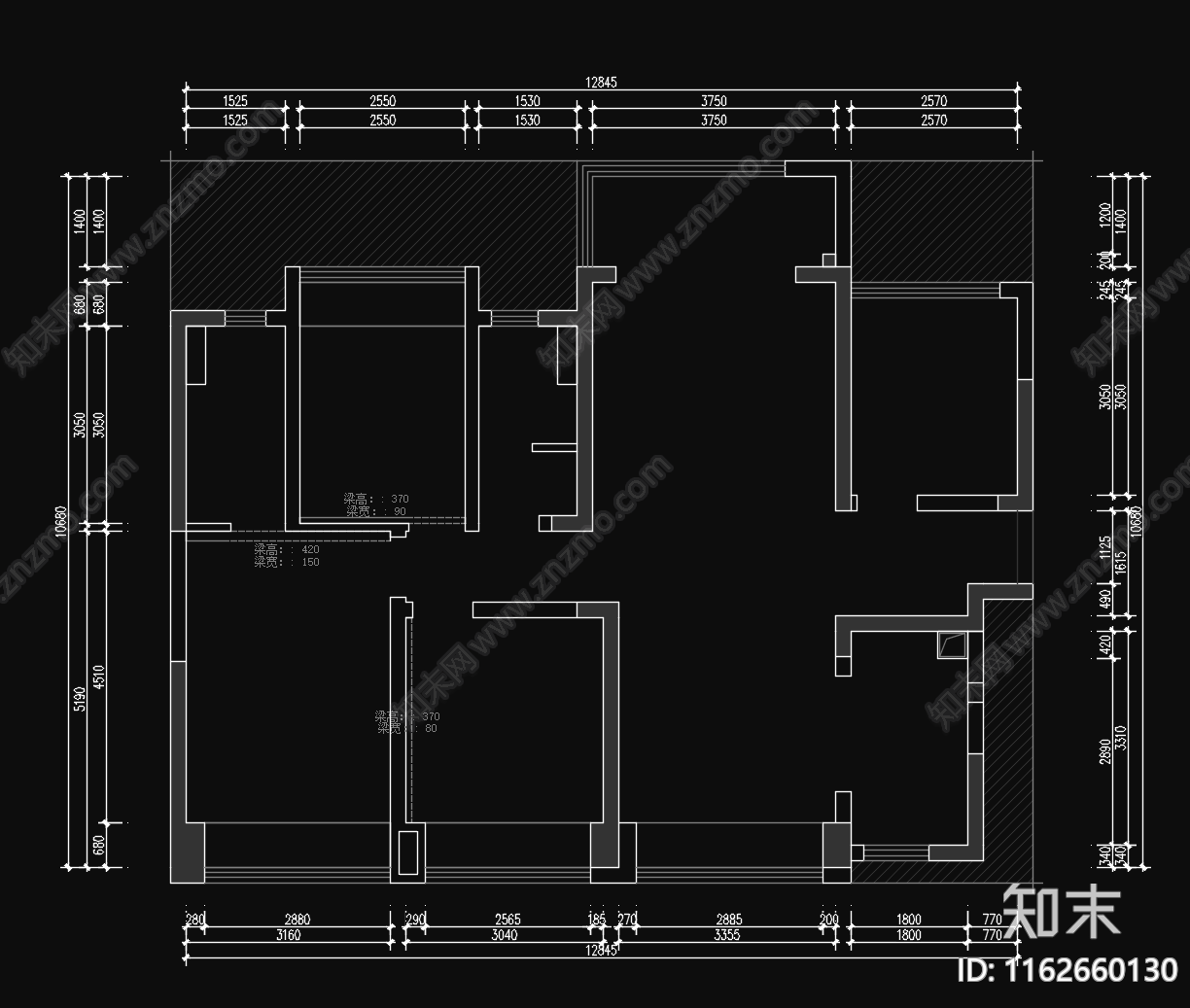 户型优化经典户型改造三版方案施工图下载【ID:1162660130】