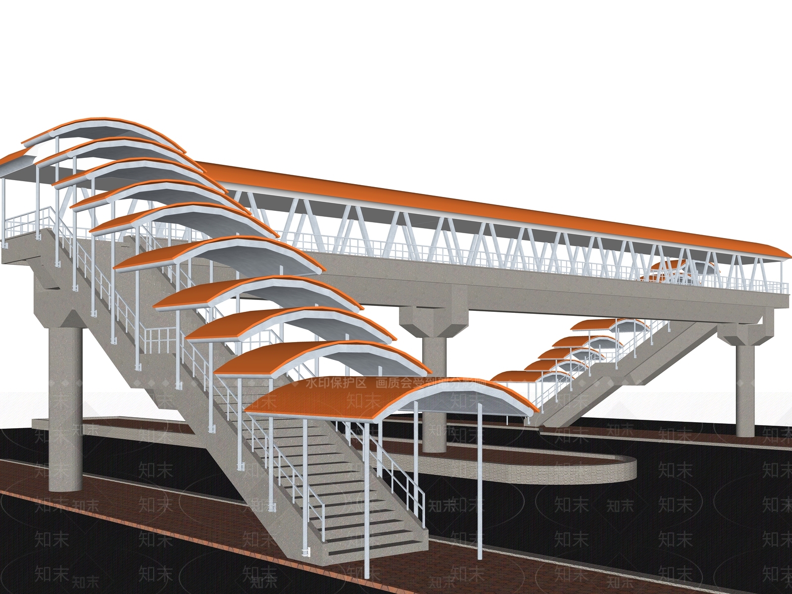 现代过街天桥SU模型下载【ID:1162663338】