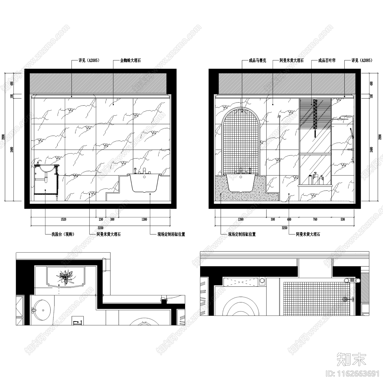 欧式整体家装空间施工图下载【ID:1162663691】