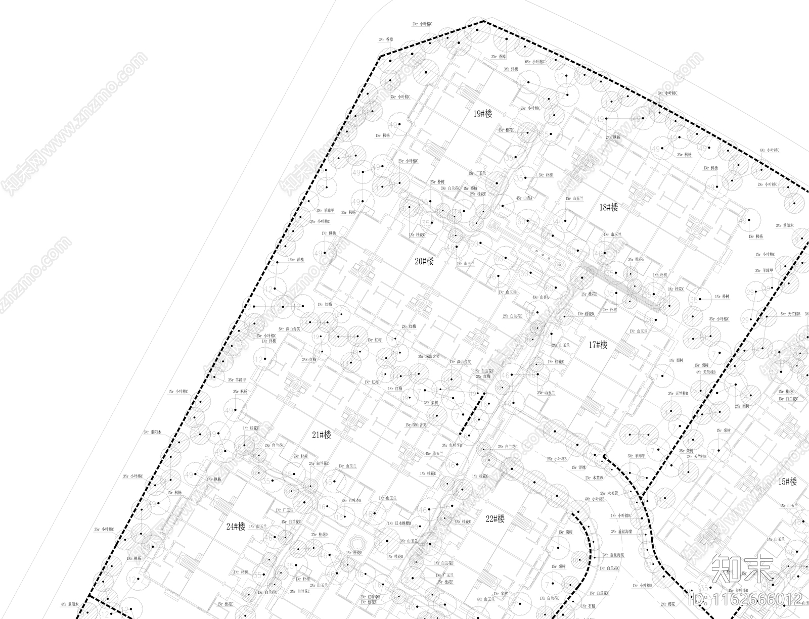 现代中式小区景观施工图下载【ID:1162666012】