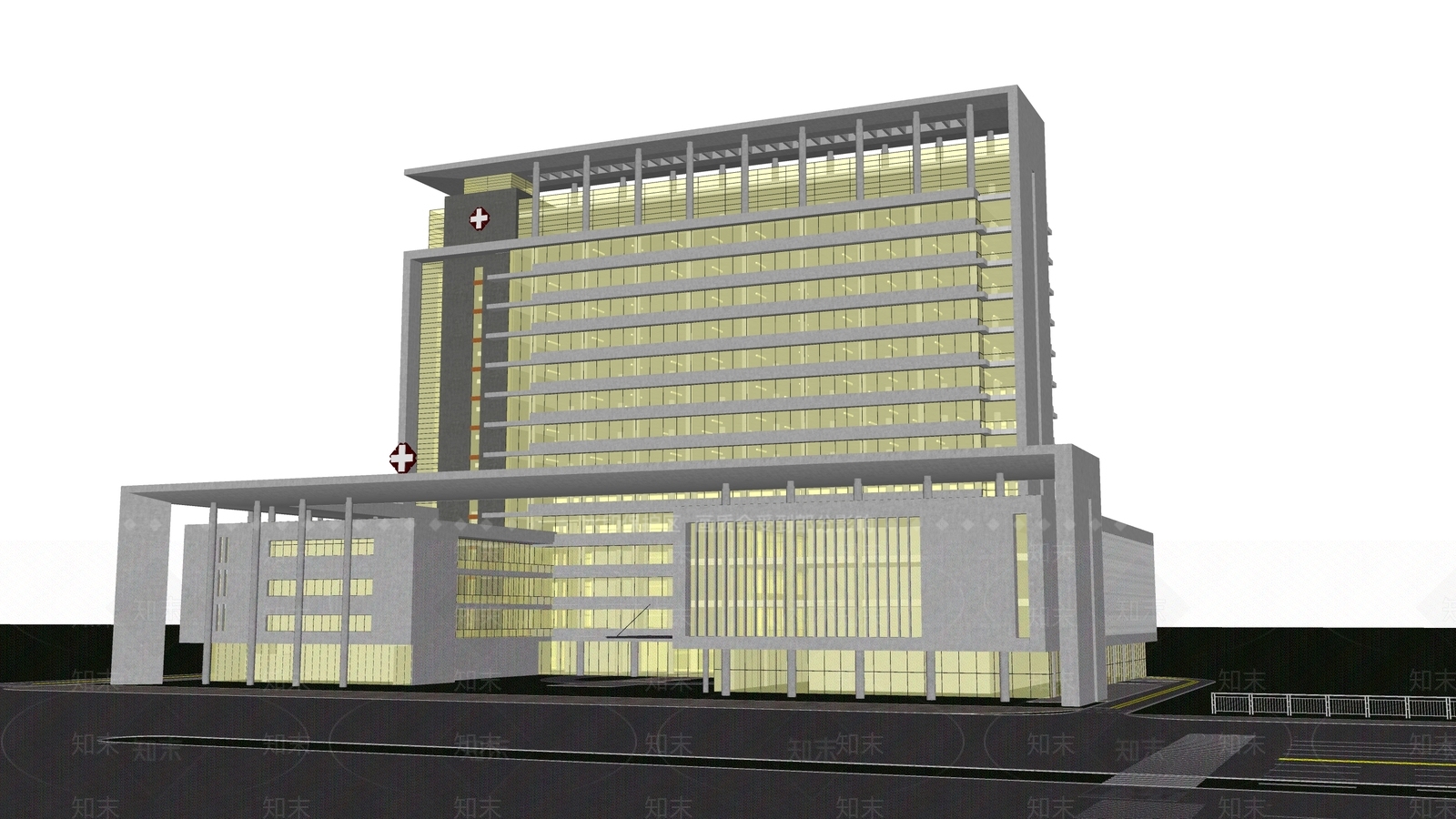 现代医院建筑SU模型下载【ID:1162667663】
