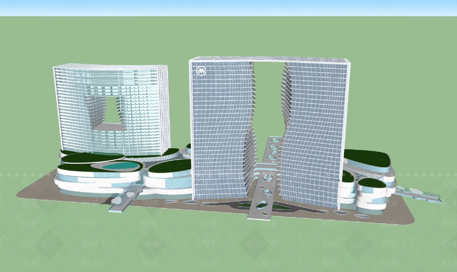 现代商场建筑SU模型下载【ID:1162668816】