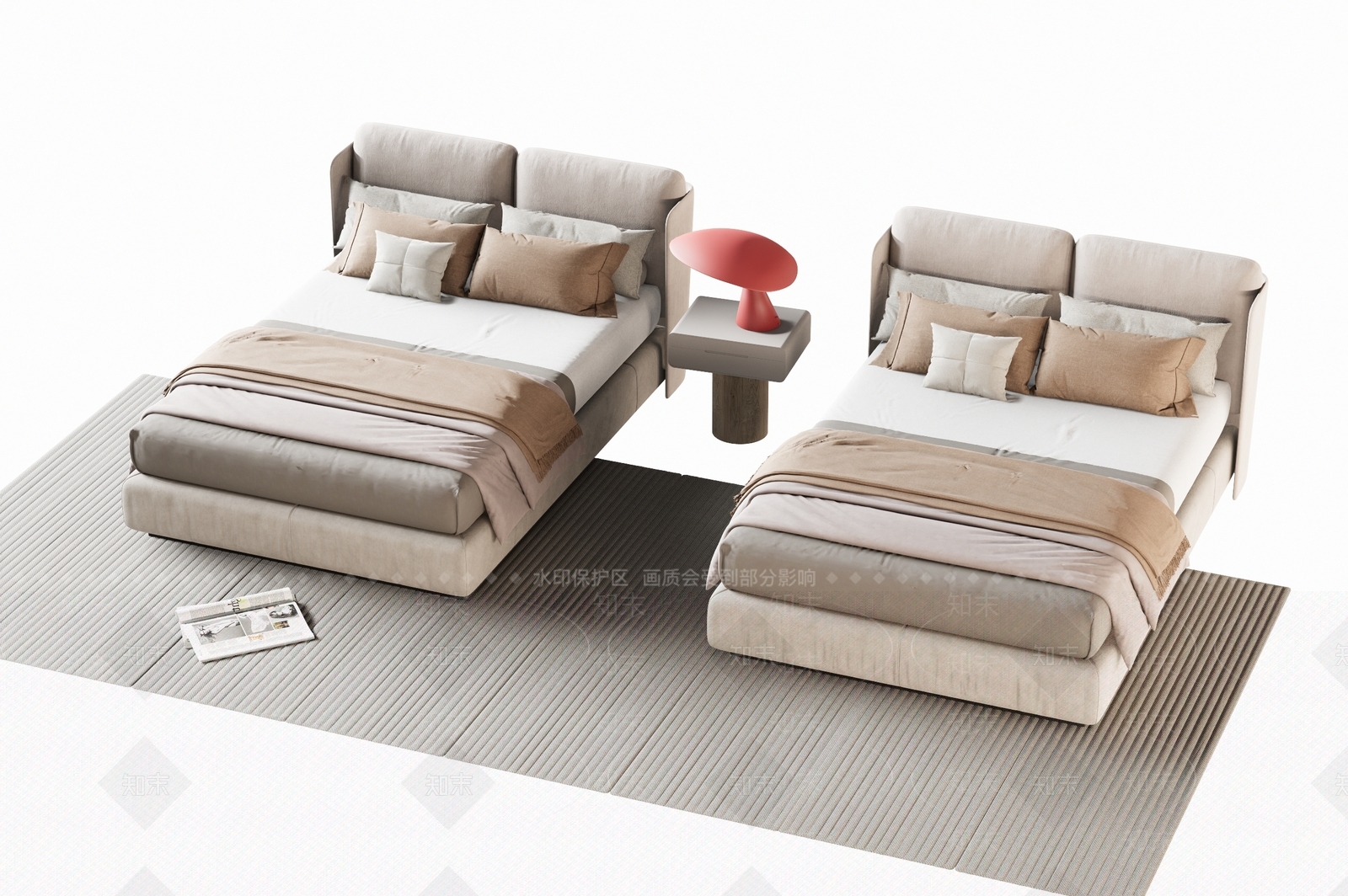 现代单人床3D模型下载【ID:1162682086】