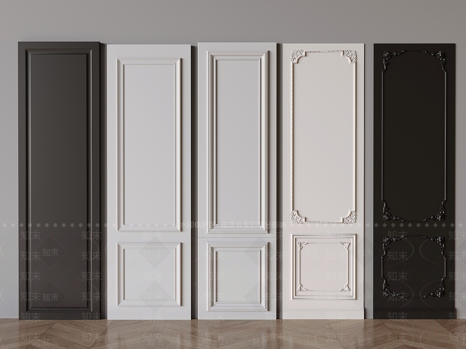 欧式法式护墙板SU模型下载【ID:1162682483】