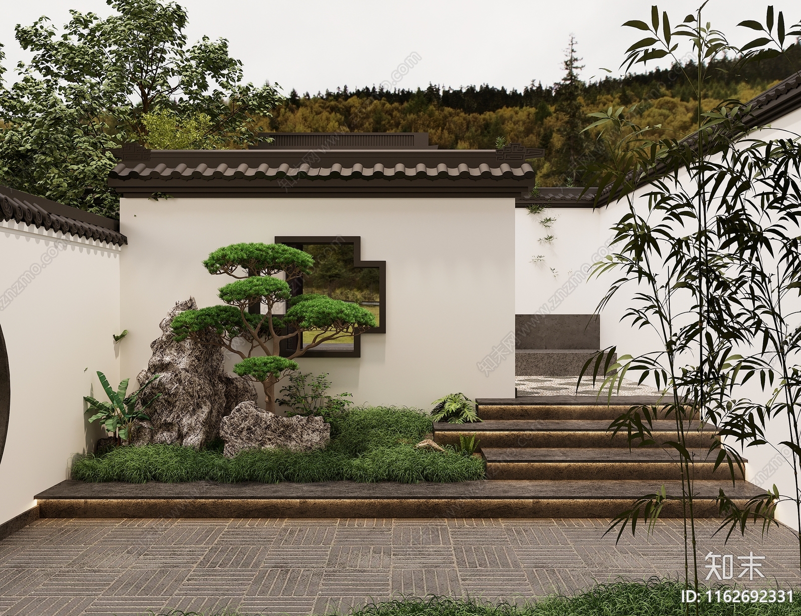 中式新中式庭院3D模型下载【ID:1162692331】