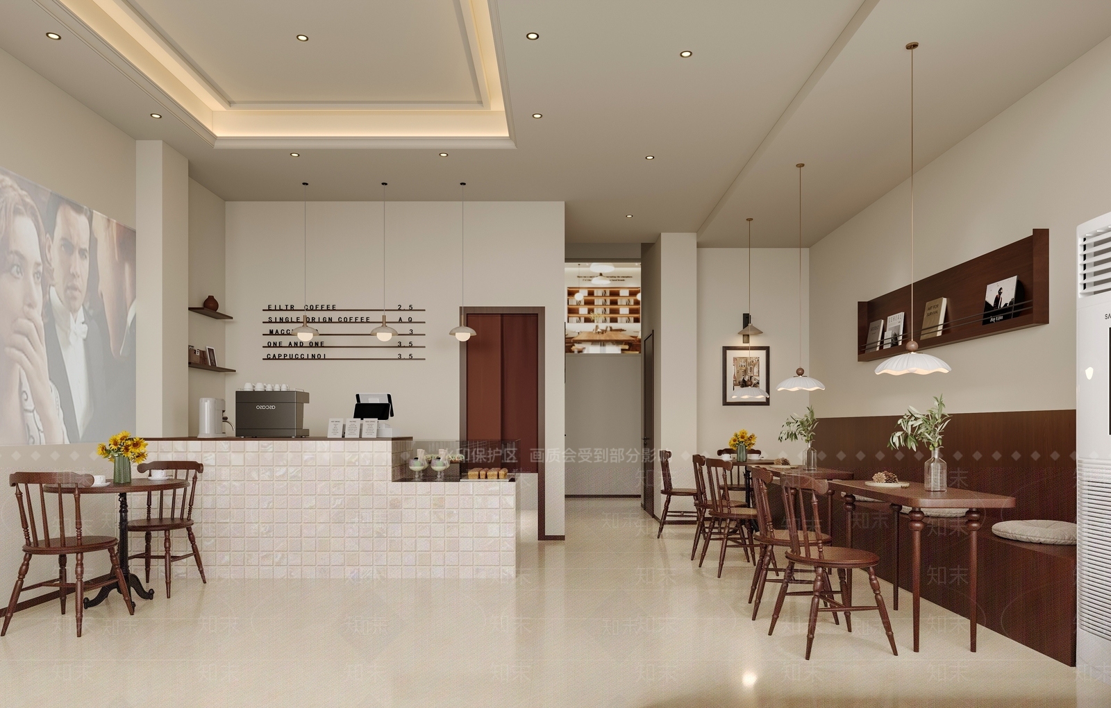 现代奶油咖啡厅3D模型下载【ID:1162692465】