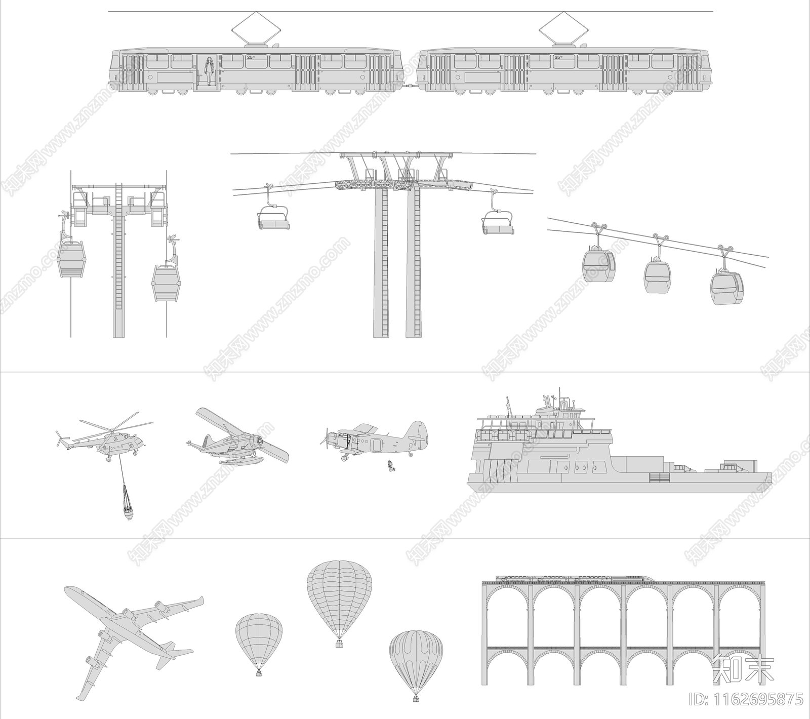 现代交通工具图库施工图下载【ID:1162695875】
