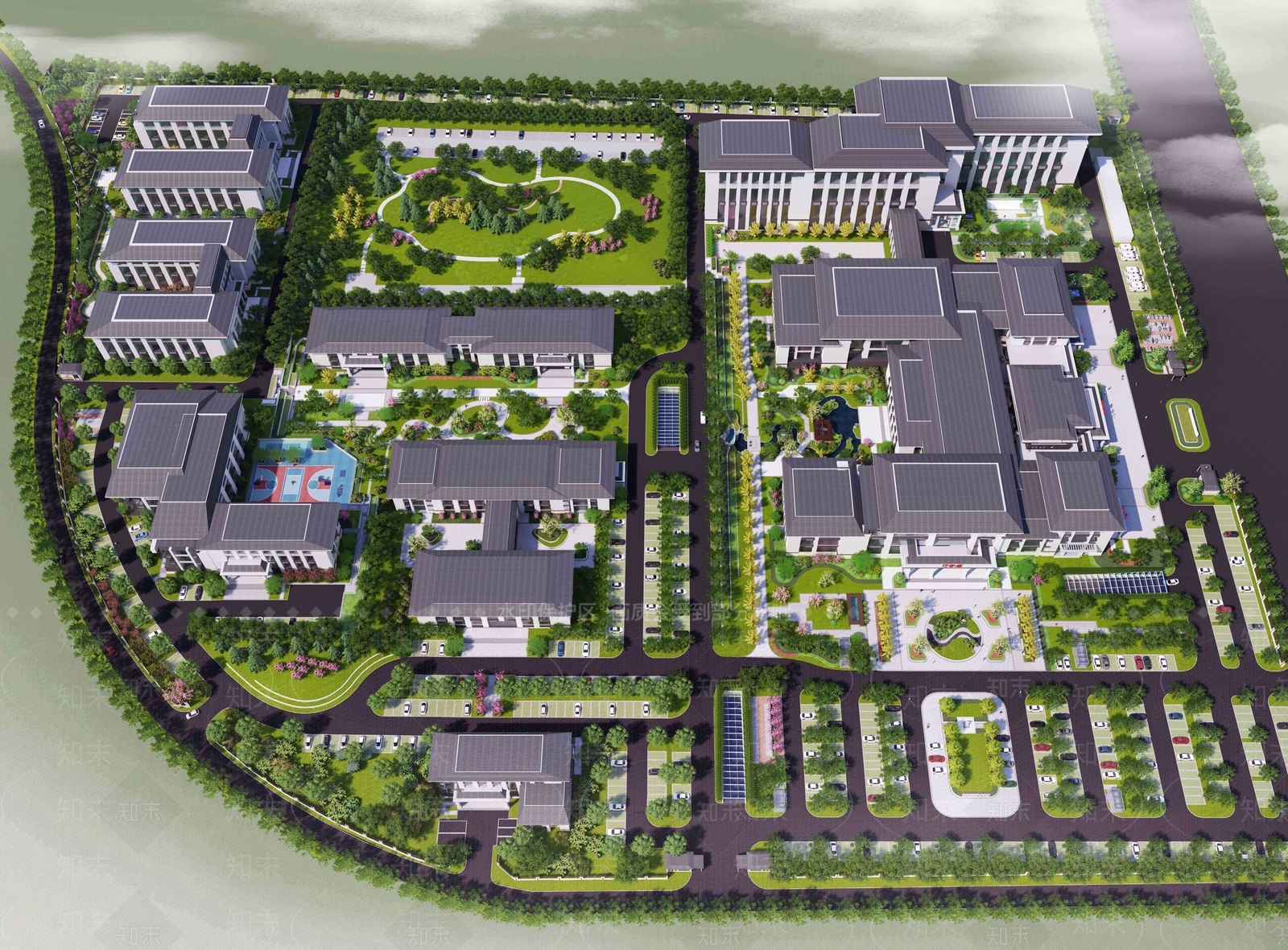 新中式医院SU模型下载【ID:1162697130】