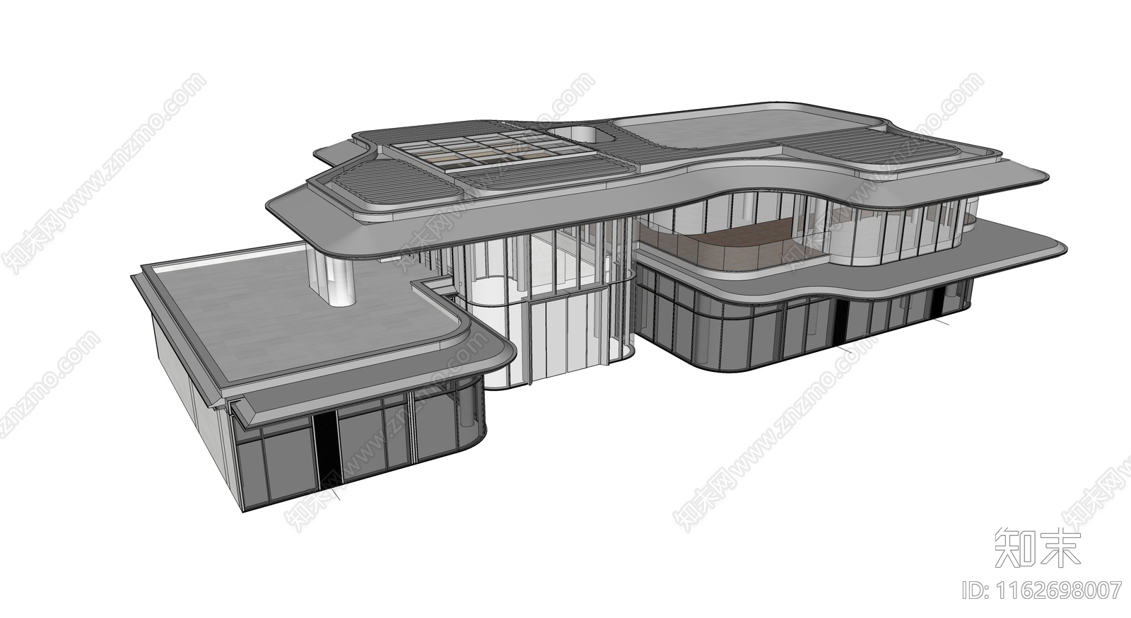 现代售楼处建筑SU模型下载【ID:1162698007】