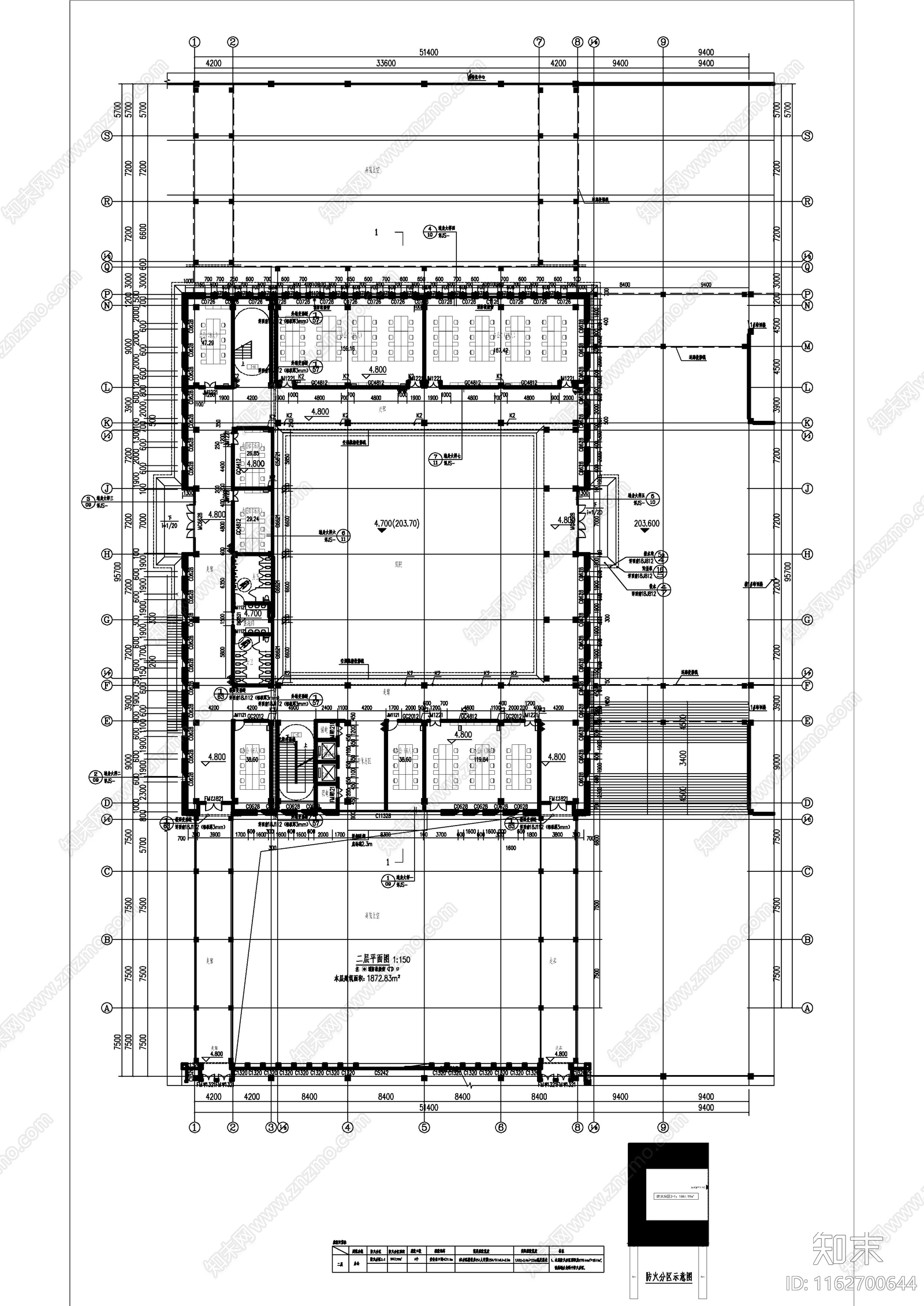 现代办公楼建筑cad施工图下载【ID:1162700644】