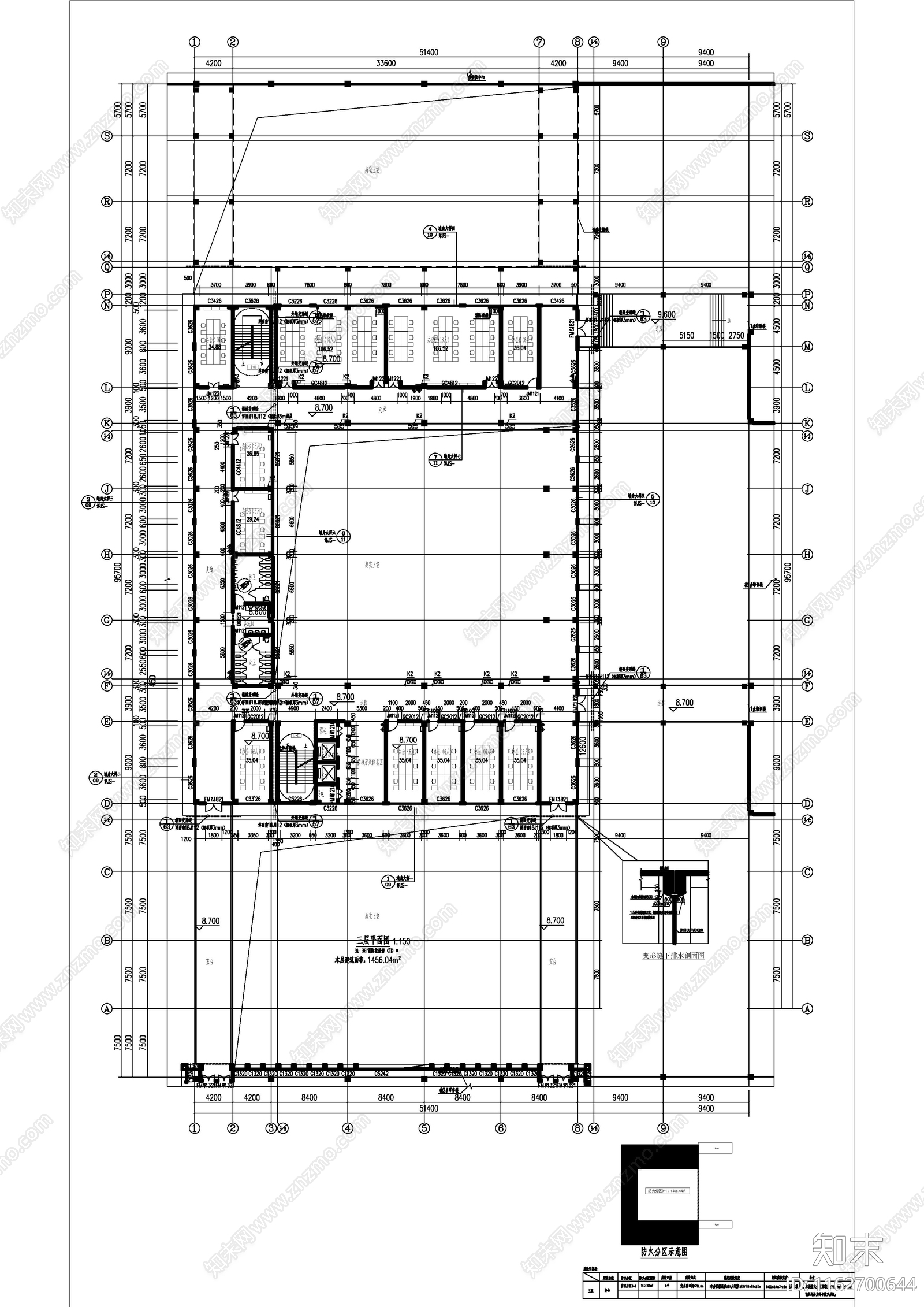 现代办公楼建筑cad施工图下载【ID:1162700644】